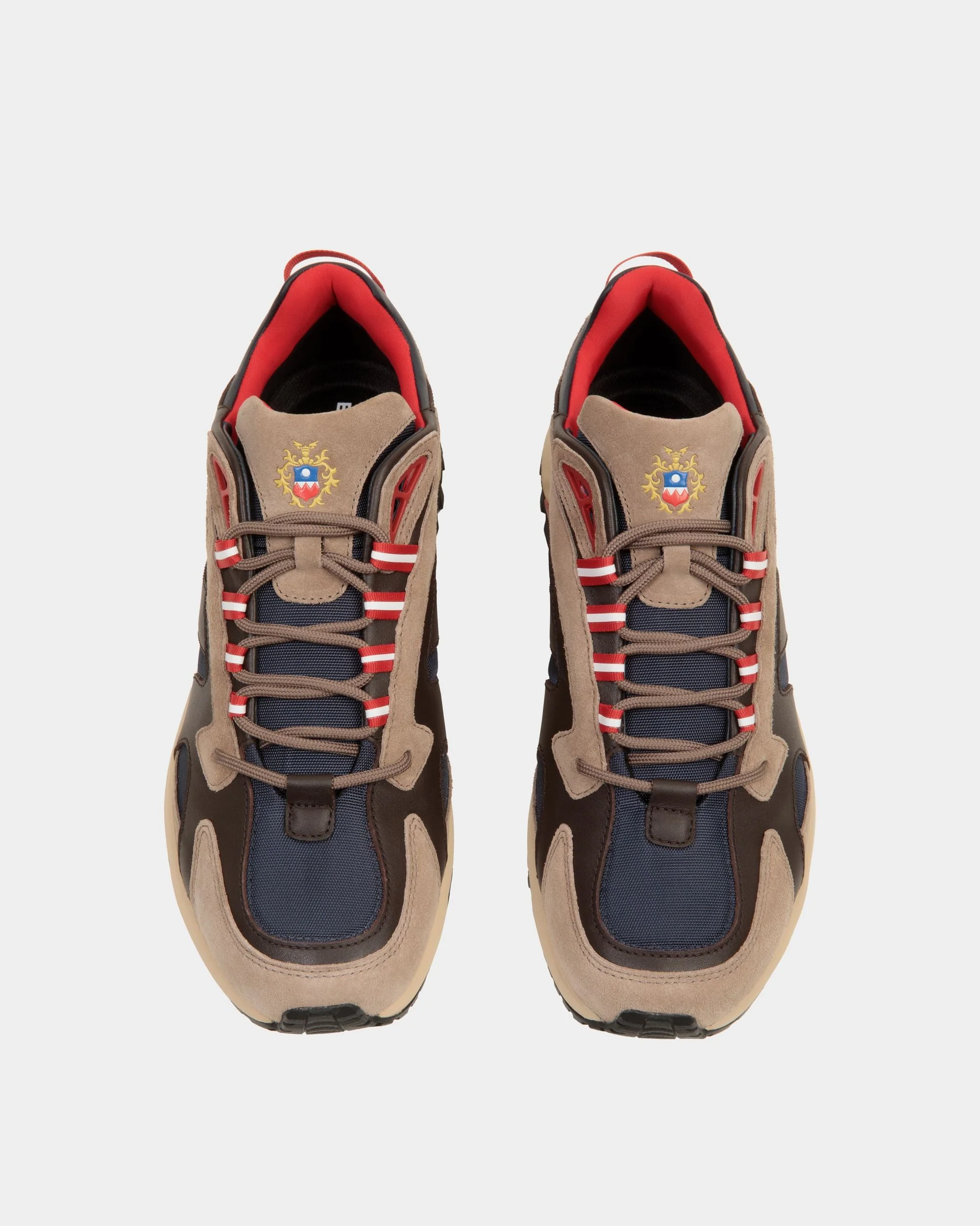 Faster Sneaker in Taupe and Ebano Leather and Nylon - Image 5