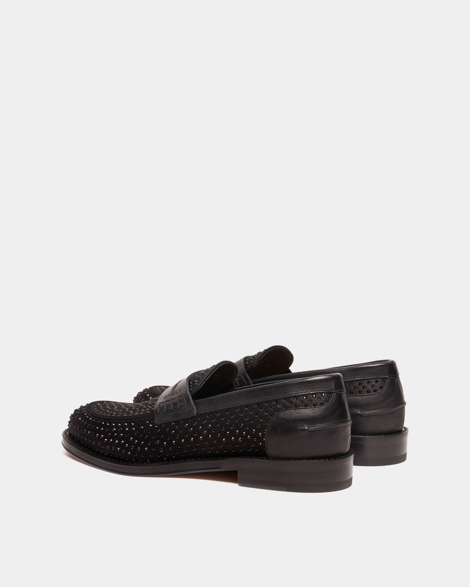Flair Loafer in Black Fabric and Rhinestones - Image 4