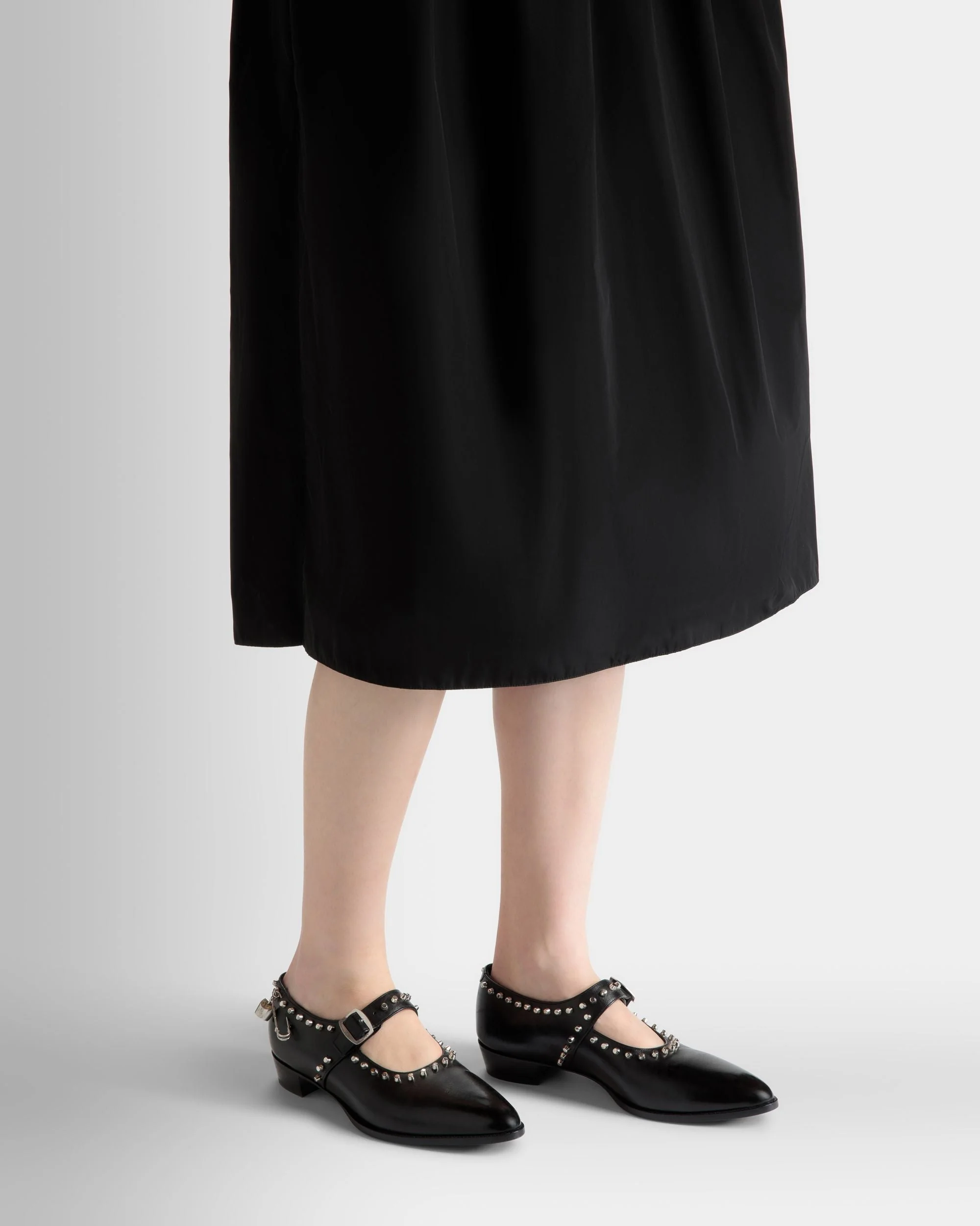 Glendale Mary-Jane in Black Leather with Studs - Image 2