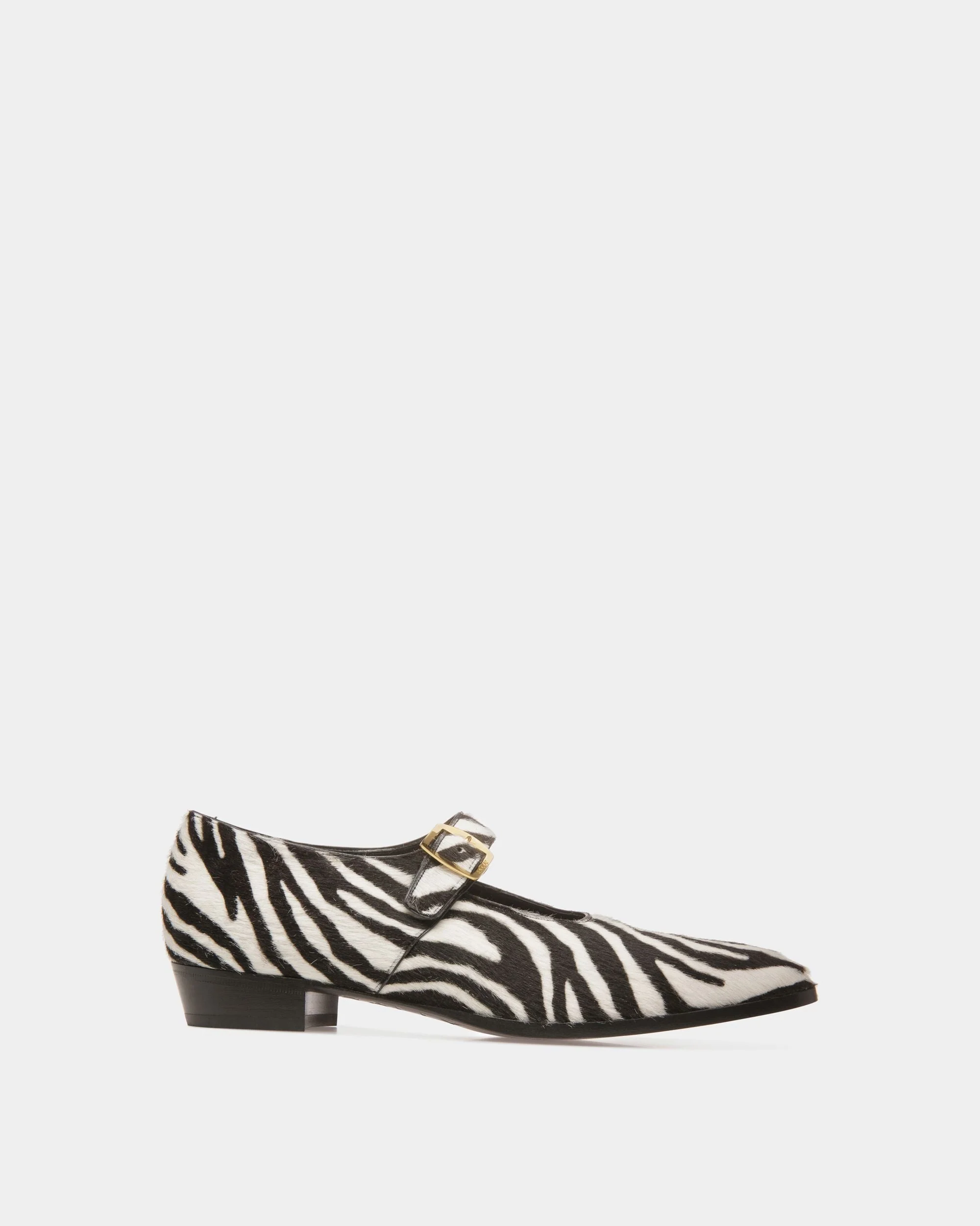 Glendale Monk Strap Shoes In White And Black Haircalf Leather