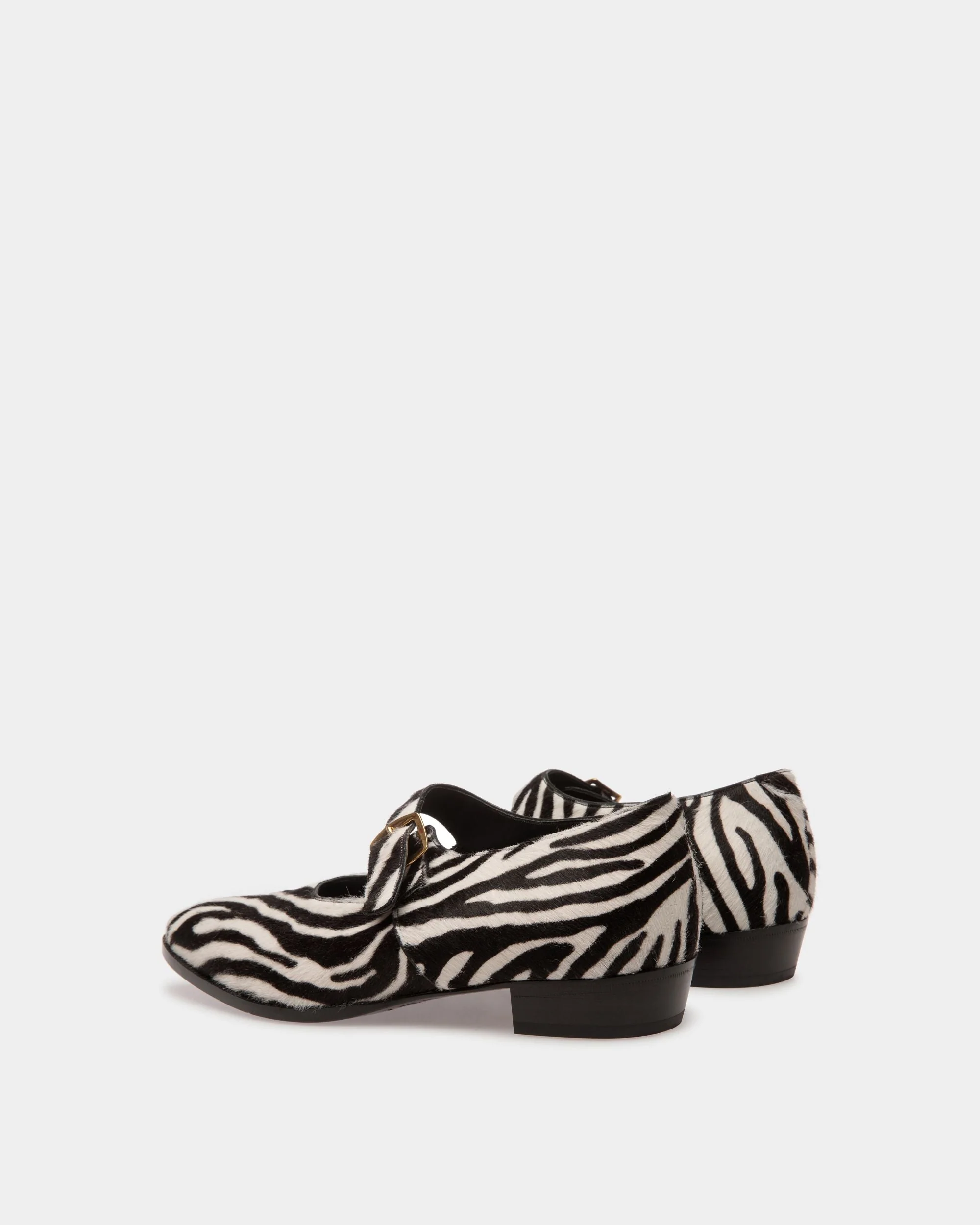 Glendale Monk Strap Shoes In White And Black Haircalf Leather - Image 3