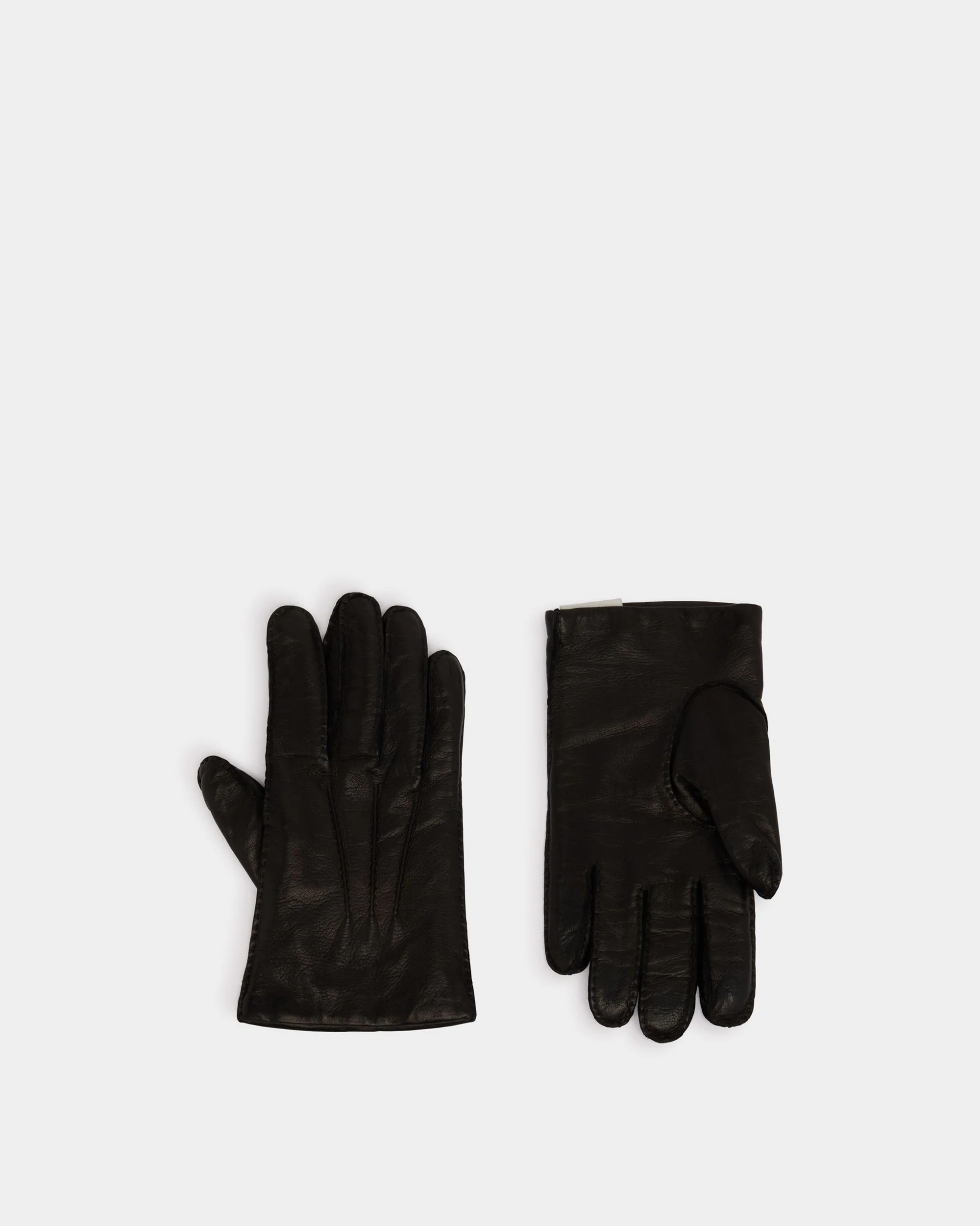 Gloves in Black Leather With a Bally Crest Label