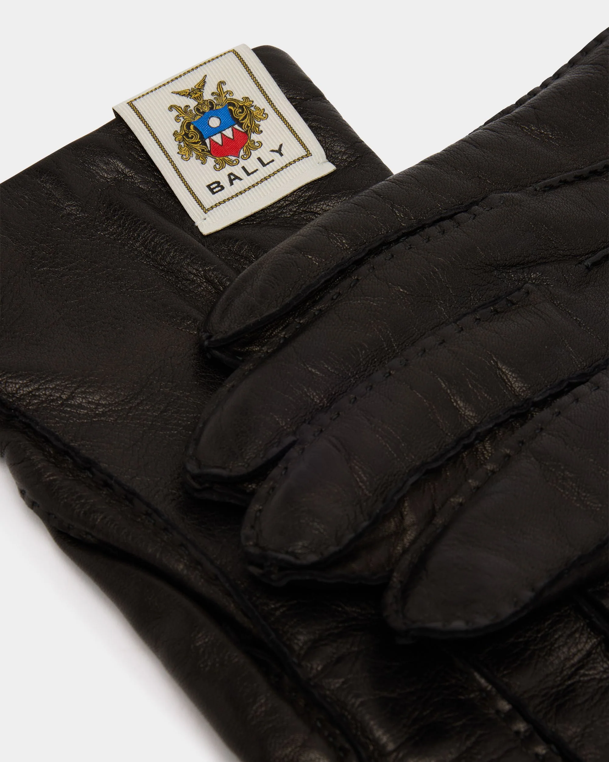 Gloves in Black Leather With a Bally Crest Label - Image 2