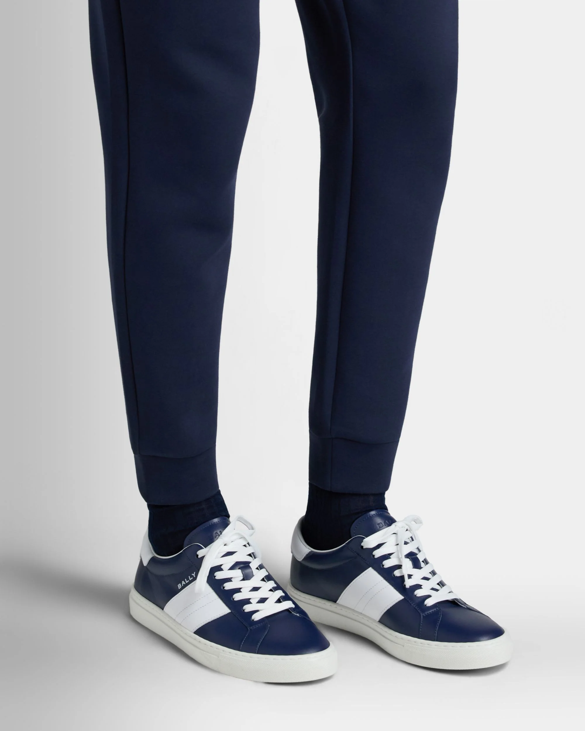 Hedon Sneaker in Blue and White Leather - Image 2