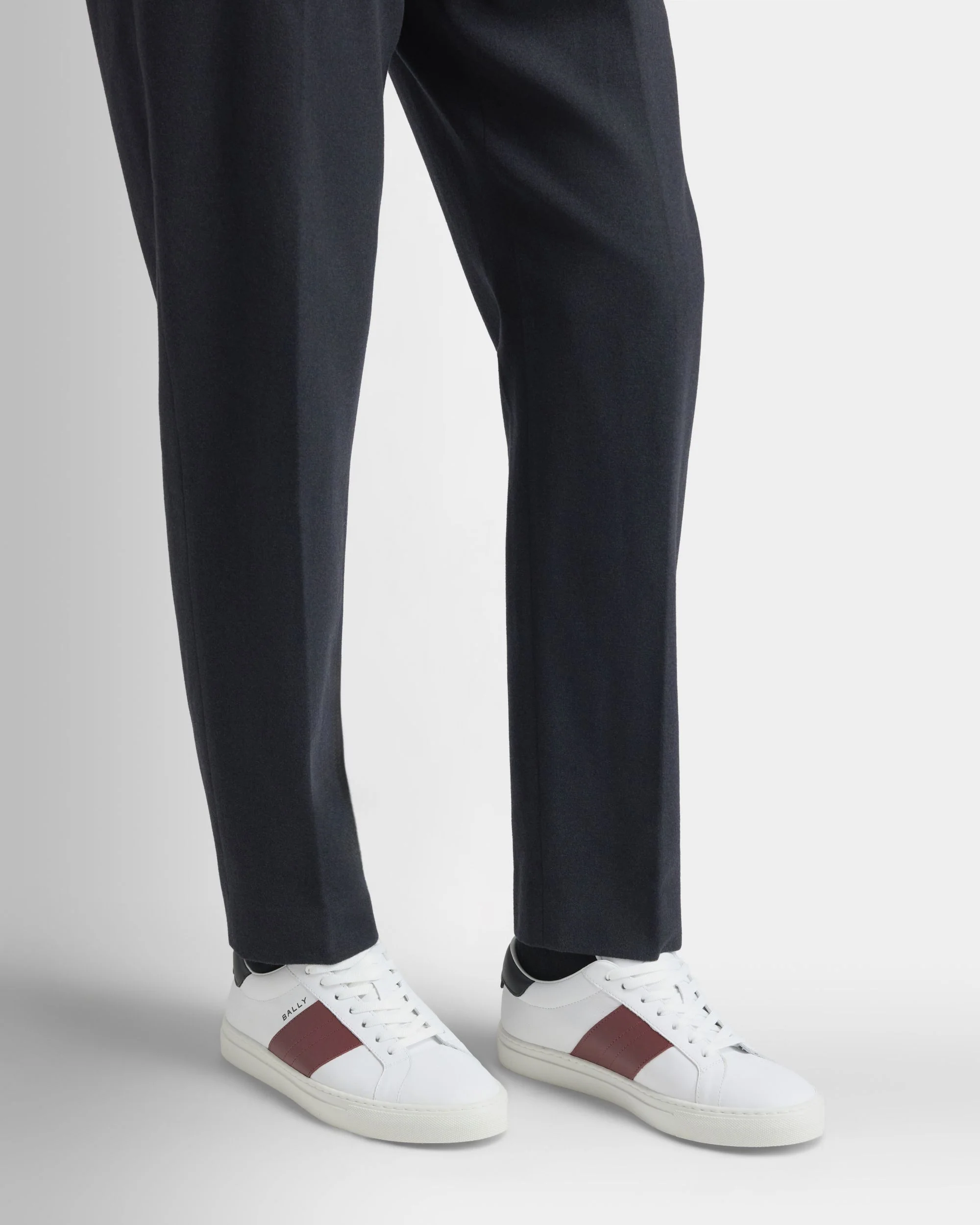 Hedon Sneaker in White and Red Leather - Image 2