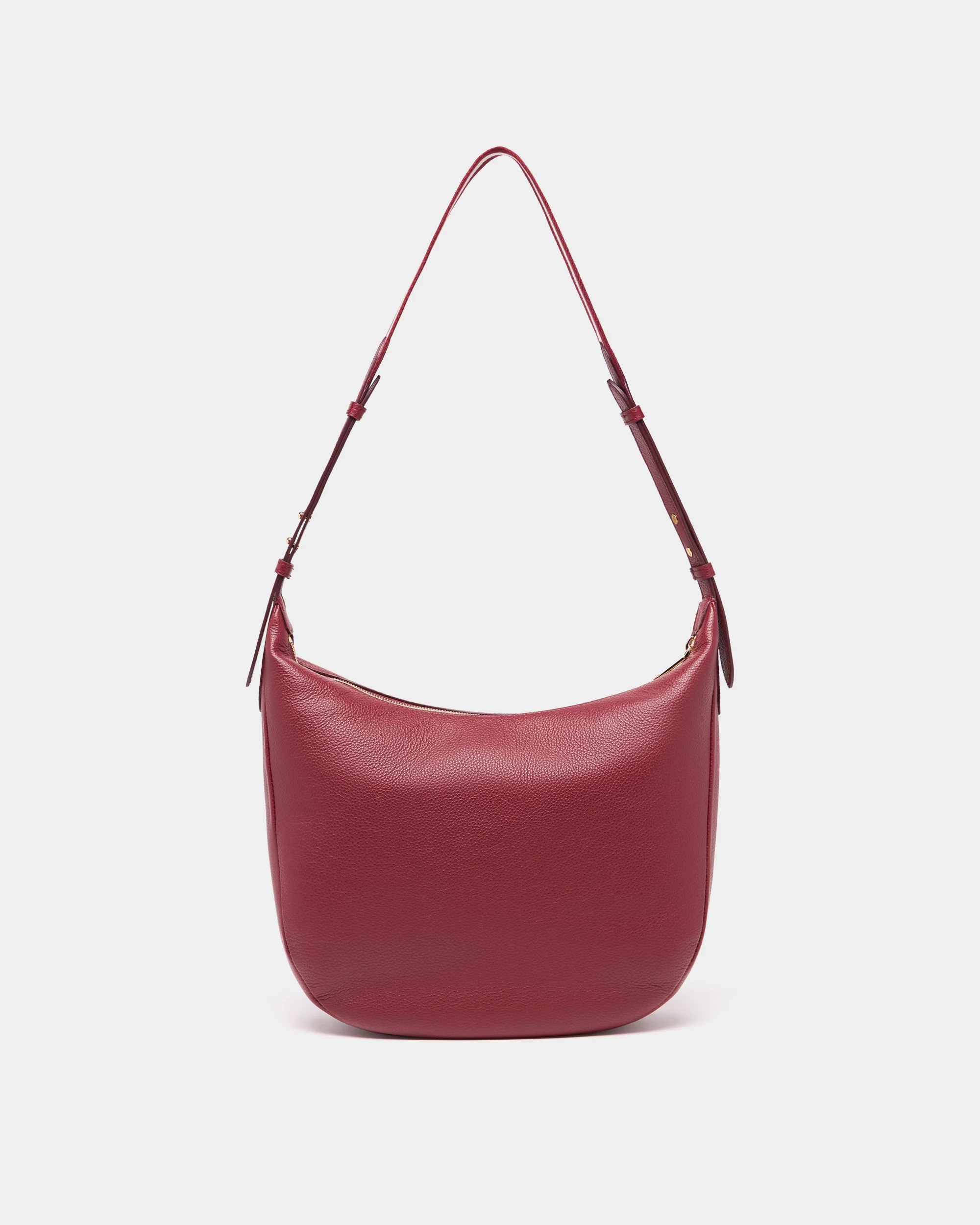 Hera Hobo Bag in Ruby Red Grained Leather - Image 2
