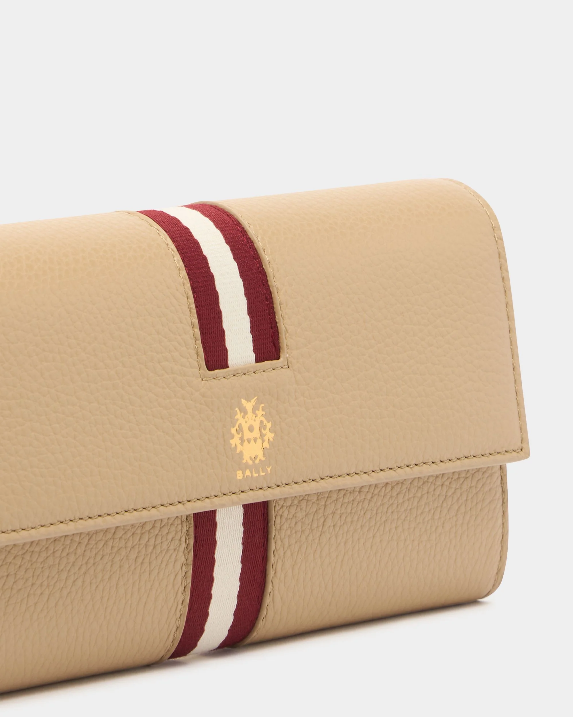 Hera Long Wallet in Light Beige Grained Leather With a Bally Ribbon - Image 4