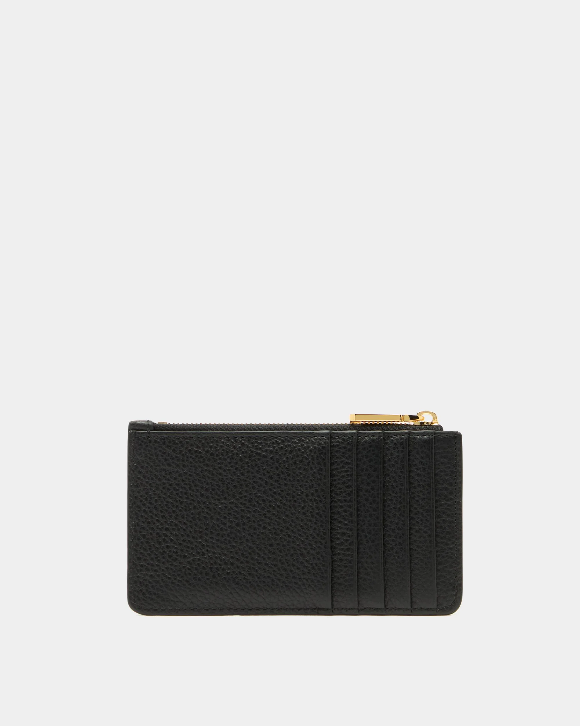 Hera Zipped Card Holder in Black Grained Leather With a Bally Ribbon - Image 2