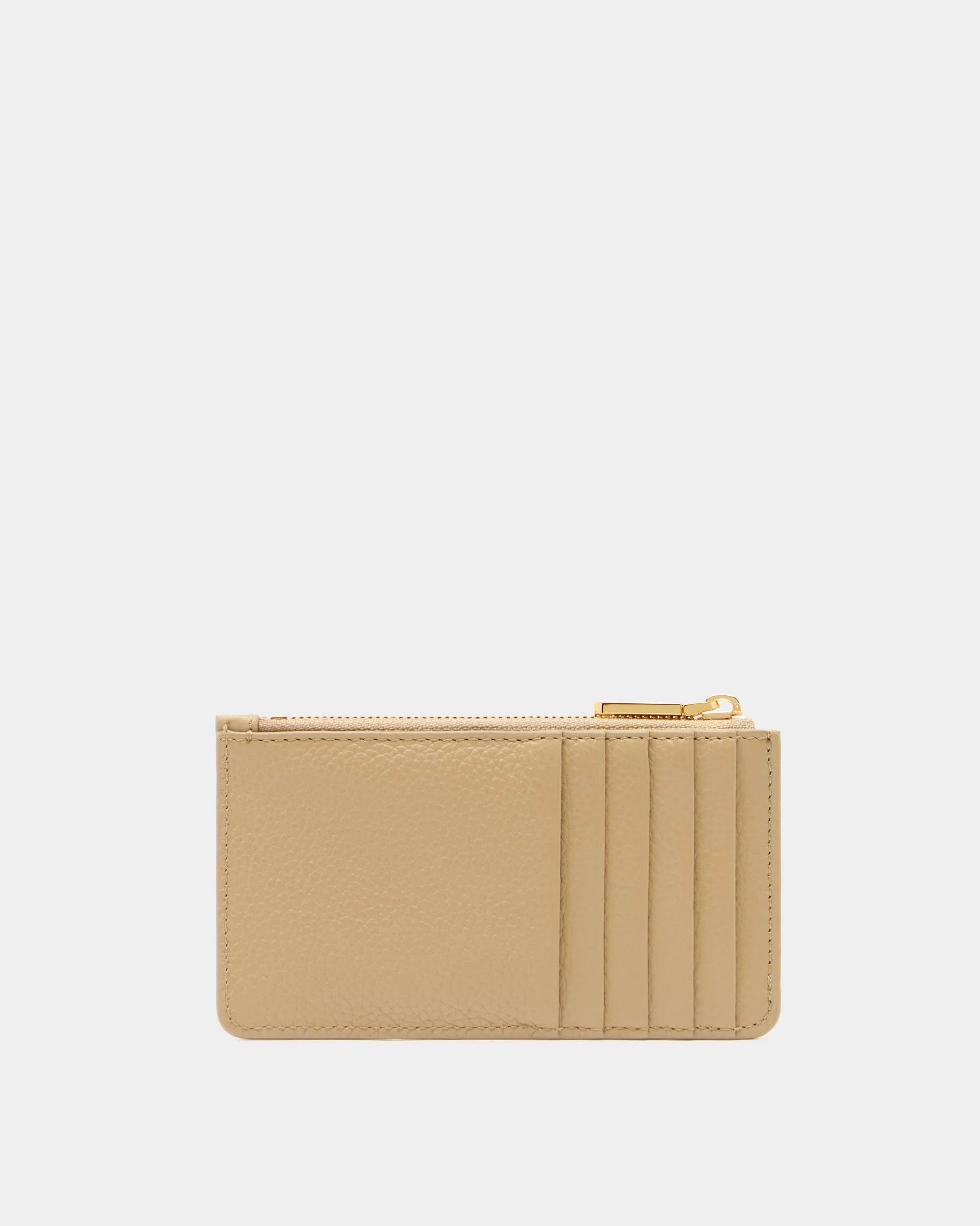 Hera Zipped Card Holder in Light Beige Grained Leather With a Bally Ribbon - Image 2