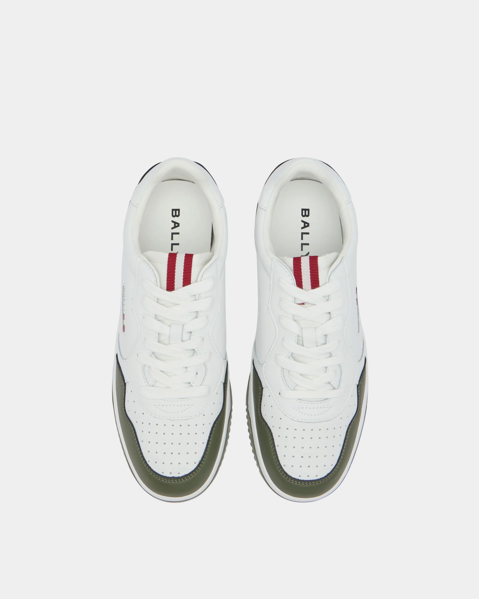Jasper Sneaker in White and Green Leather - Image 4