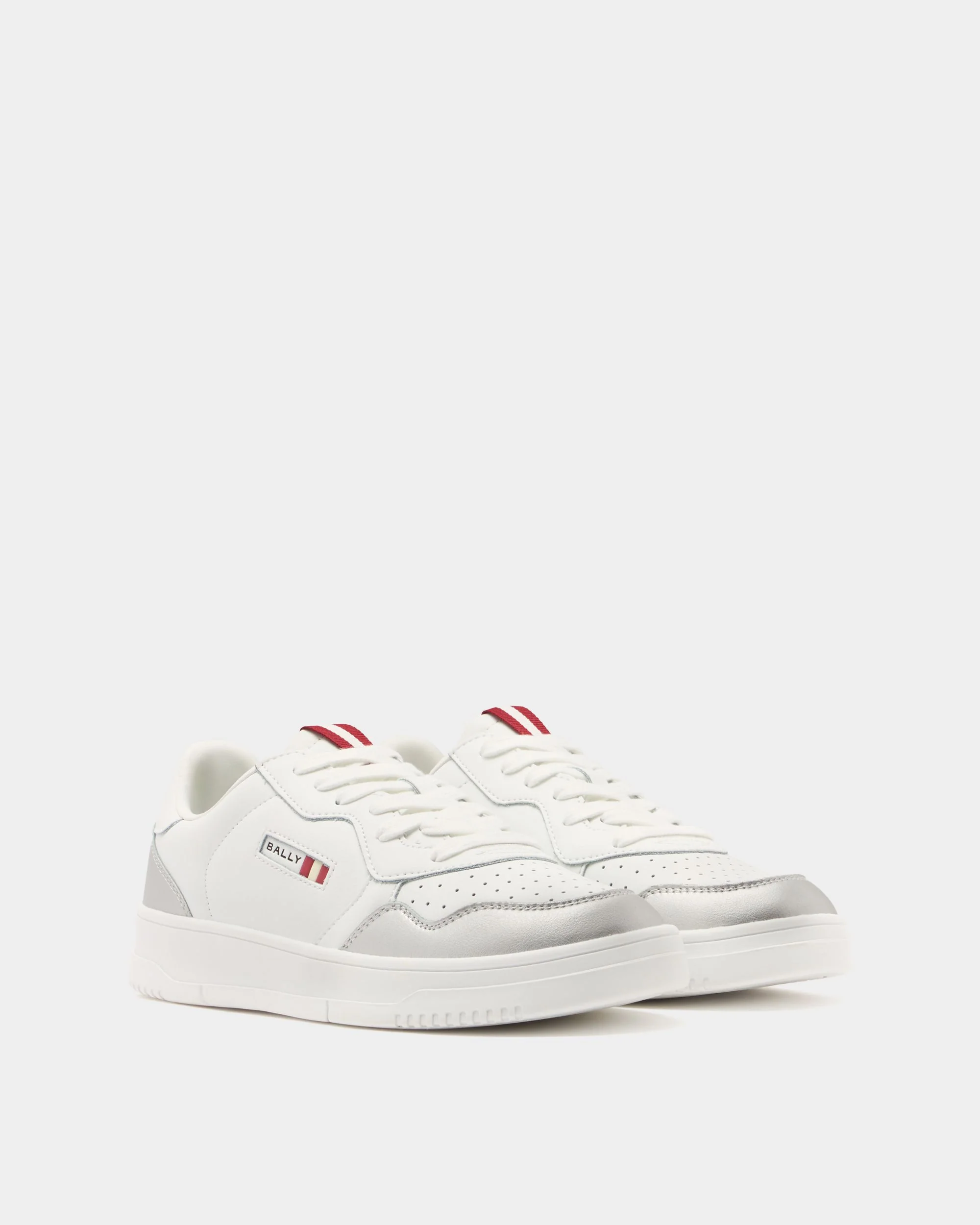 Jasper Sneaker in White and Silver Leather - Image 3