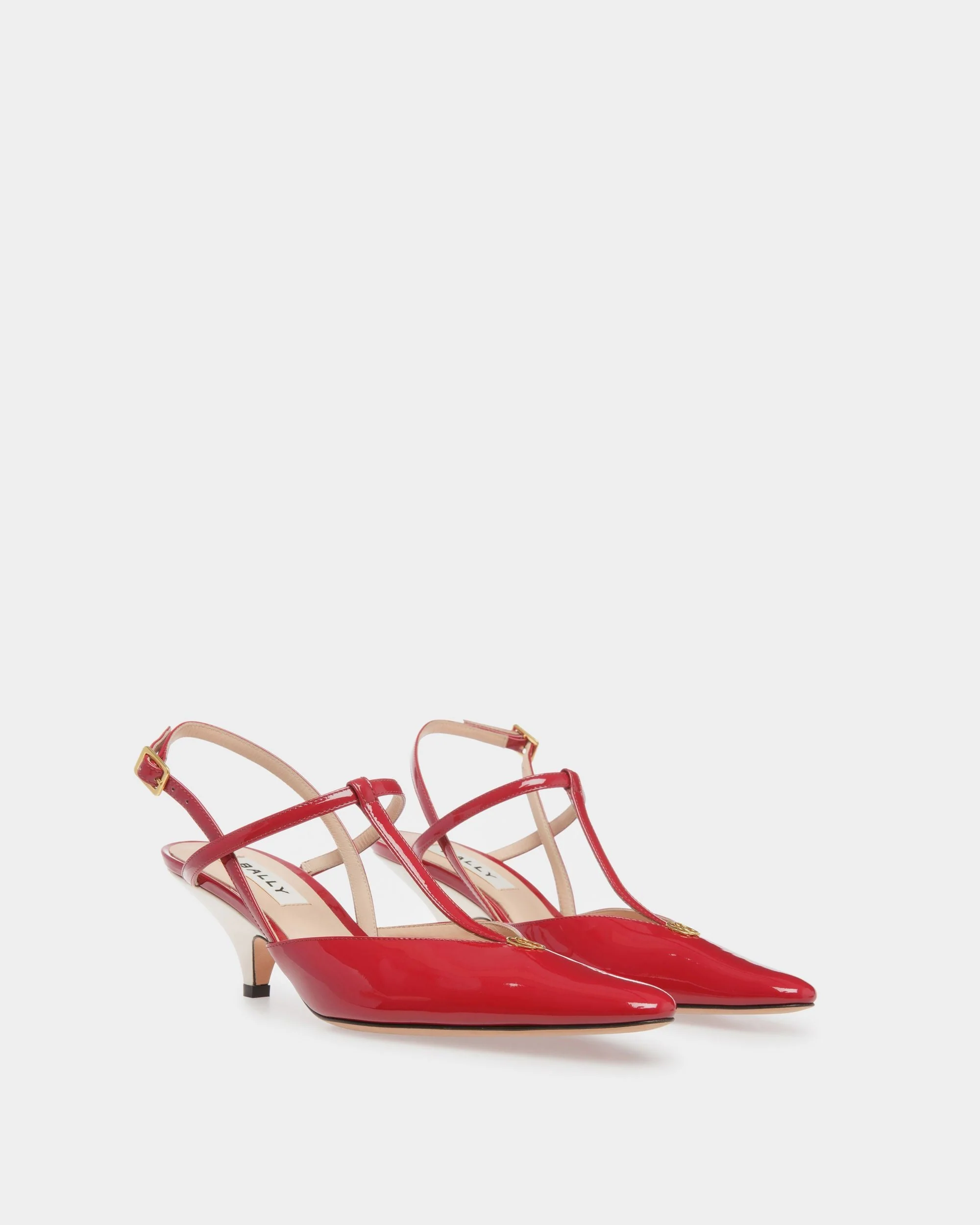 Katy Sling Pump In Ruby Red And Bone Leather - Image 3