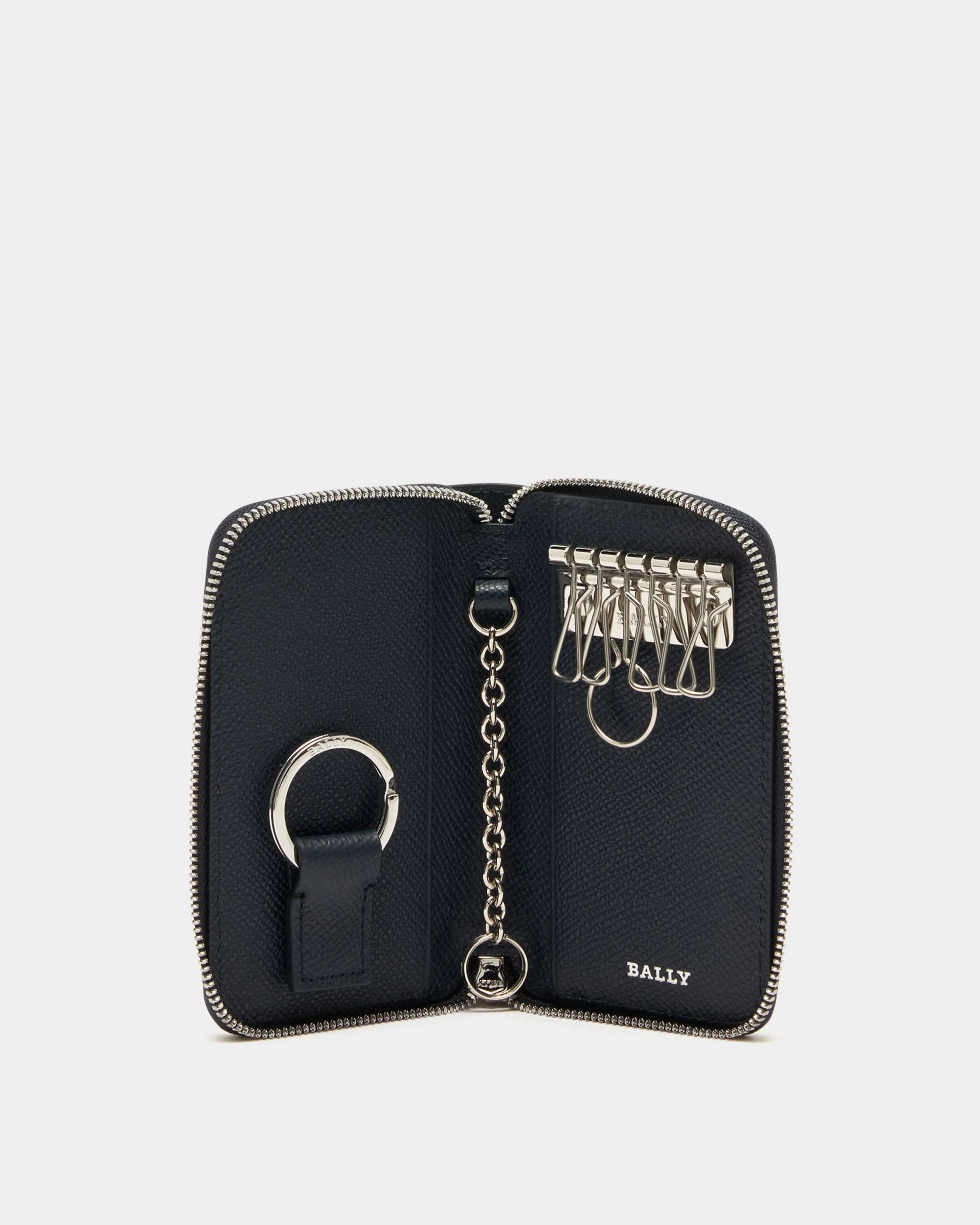 Key Case in Navy Blue Embossed Leather - Image 3