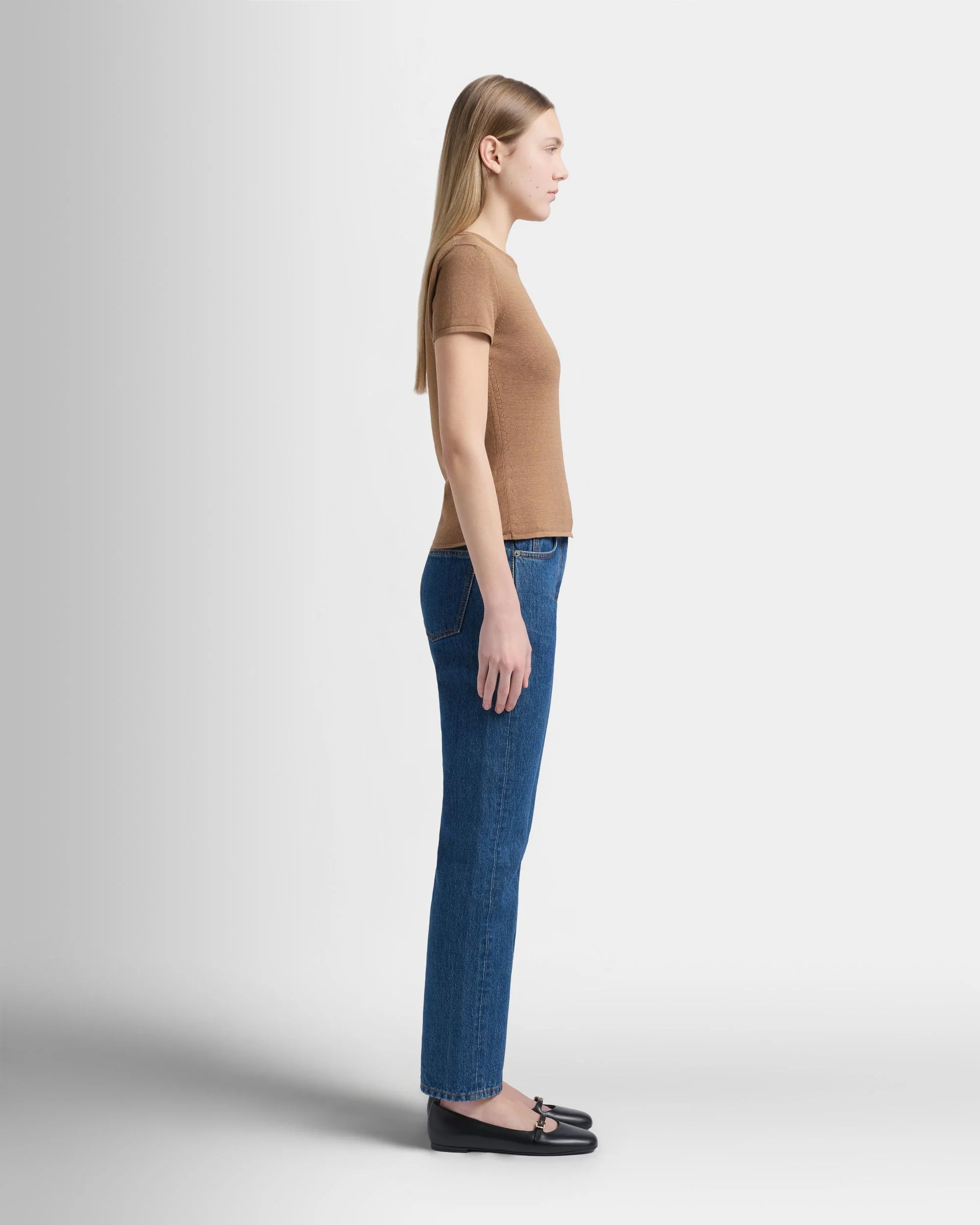 Knit Top in Camel Cotton And Silk - Image 5