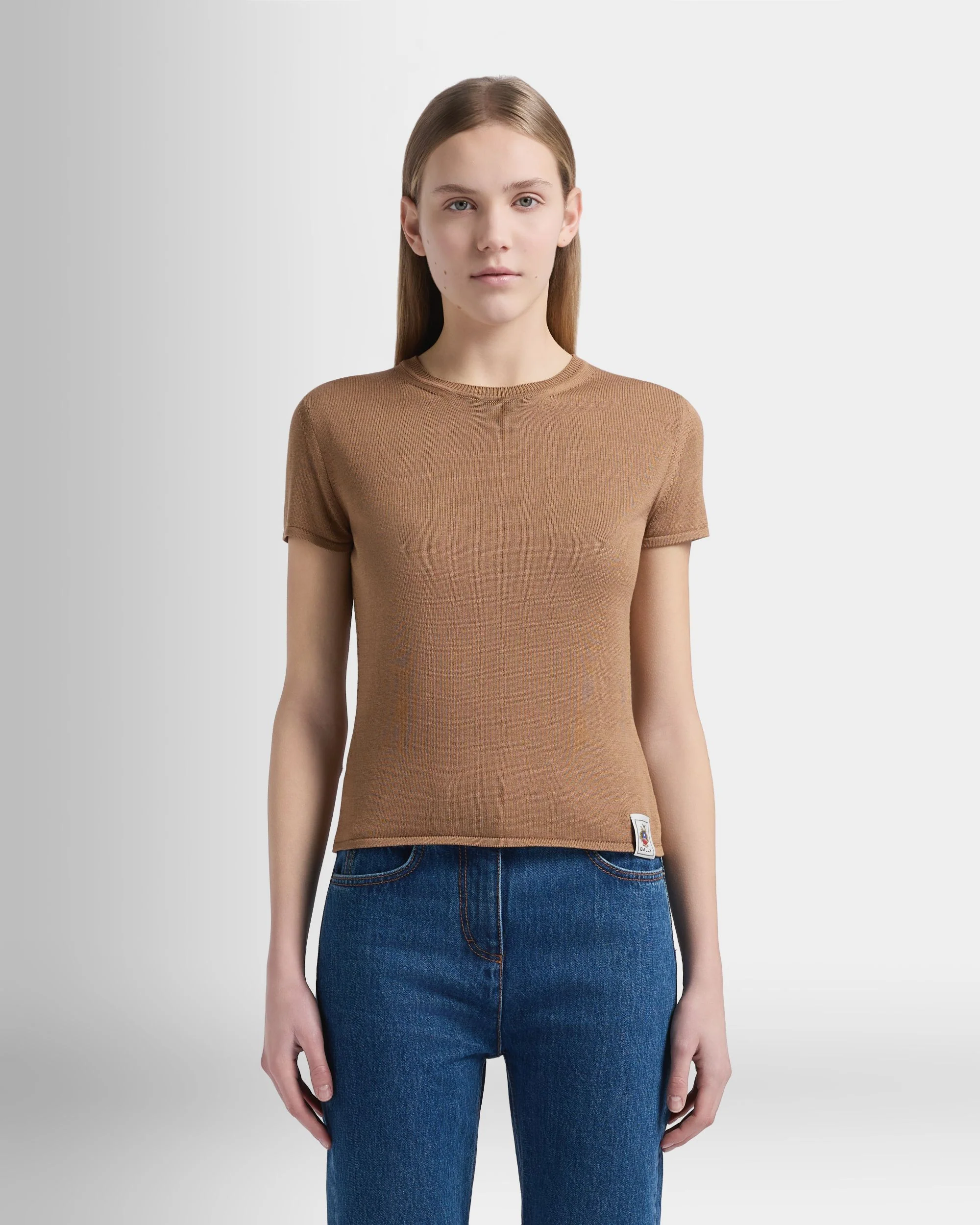 Knit Top in Camel Cotton And Silk - Image 8