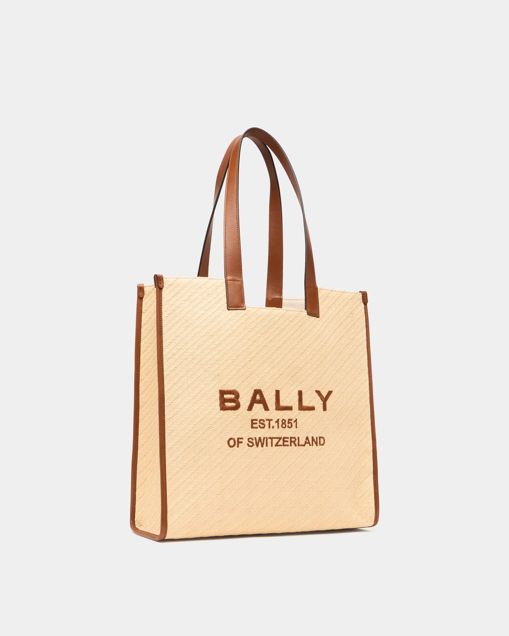 La Plage Tote Bag in Beige Raffia-Effect Fabric - Image 3