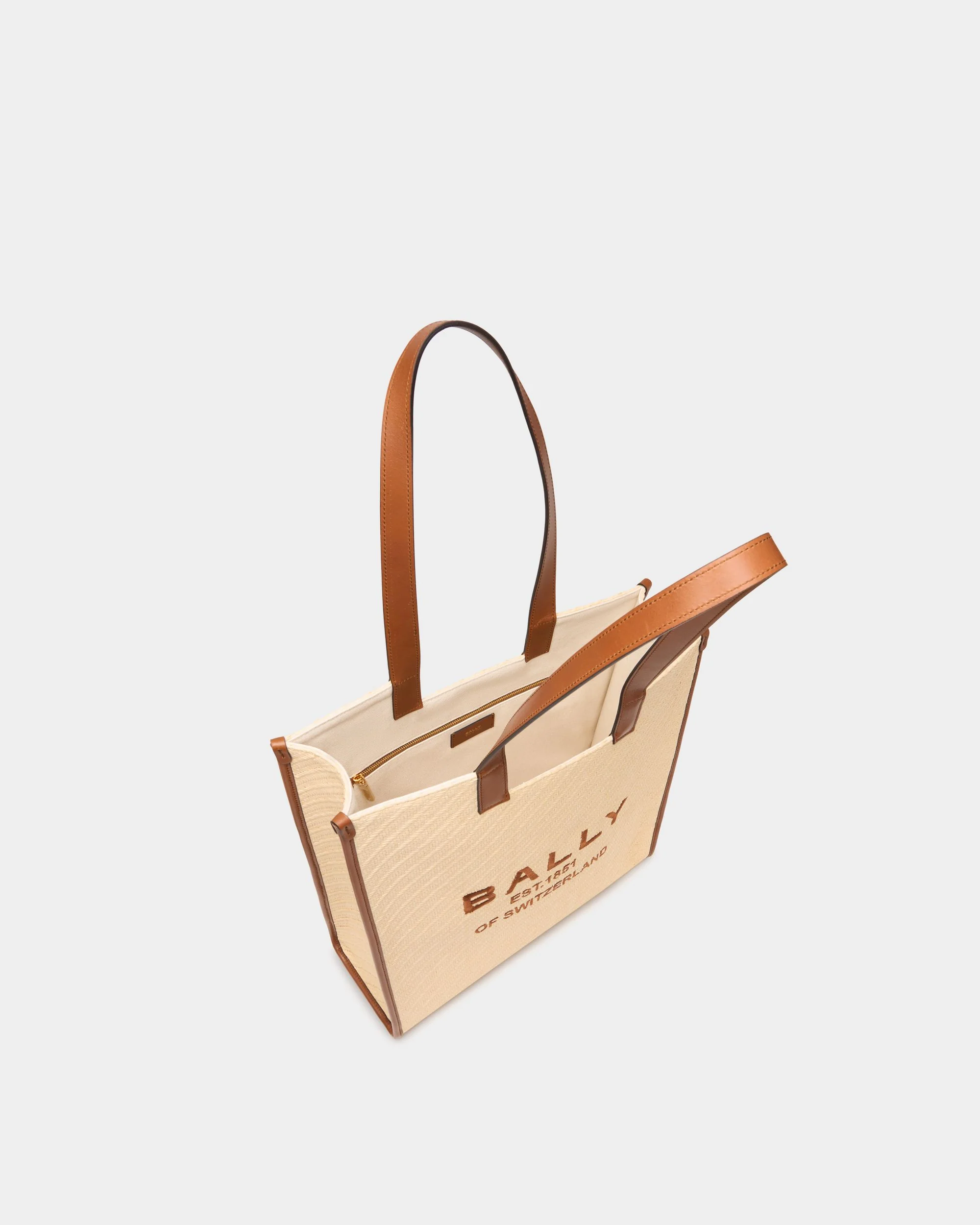 La Plage Tote Bag in Beige Raffia-Effect Fabric - Image 4
