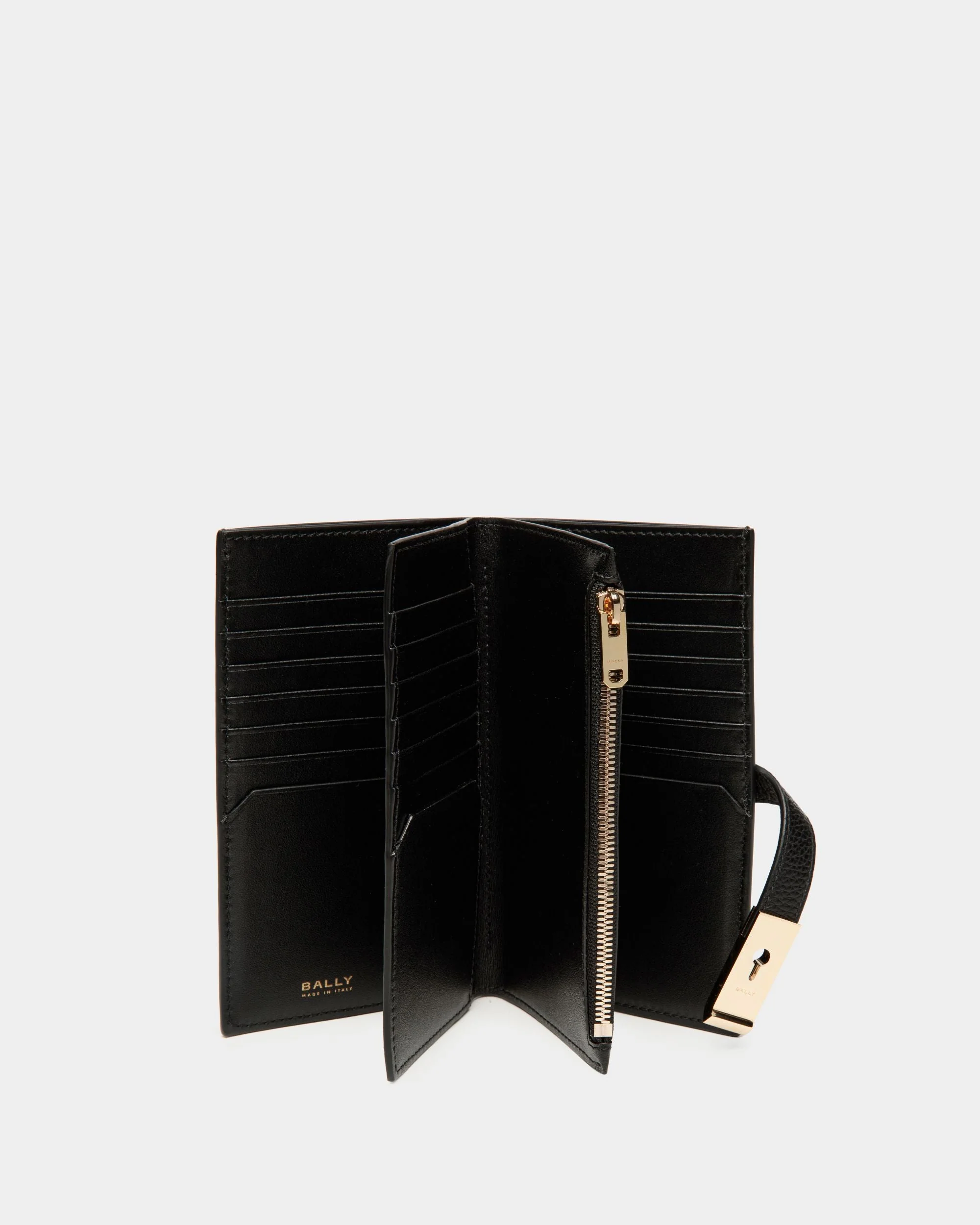 Lock Me Long Wallet In Black Grained Leather - Image 3