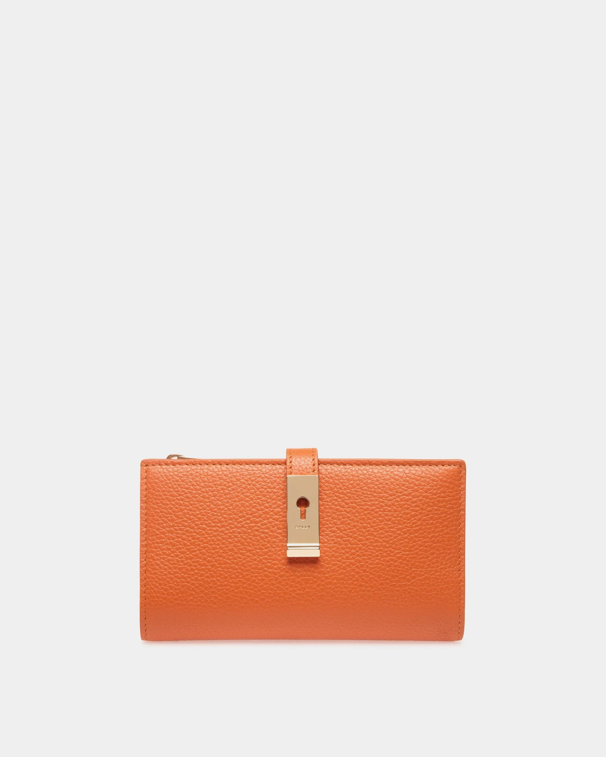 Lock Me Long Wallet in Koi Orange Grained Leather