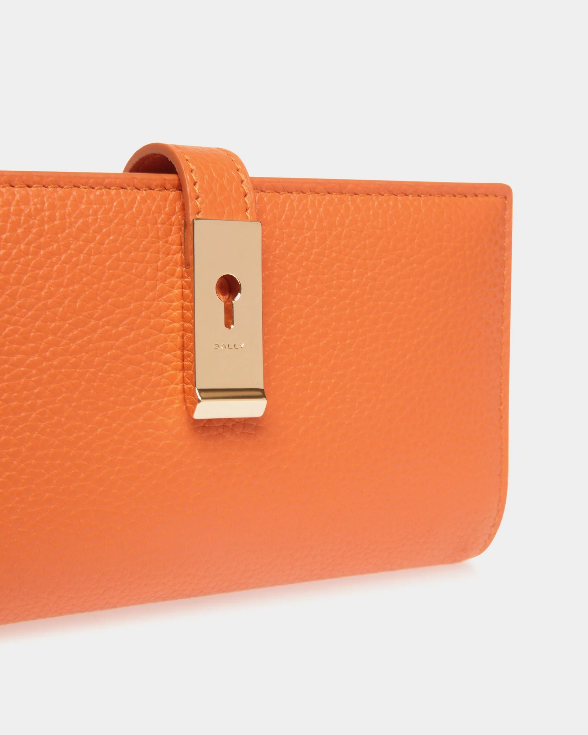 Lock Me Long Wallet in Koi Orange Grained Leather - Image 4