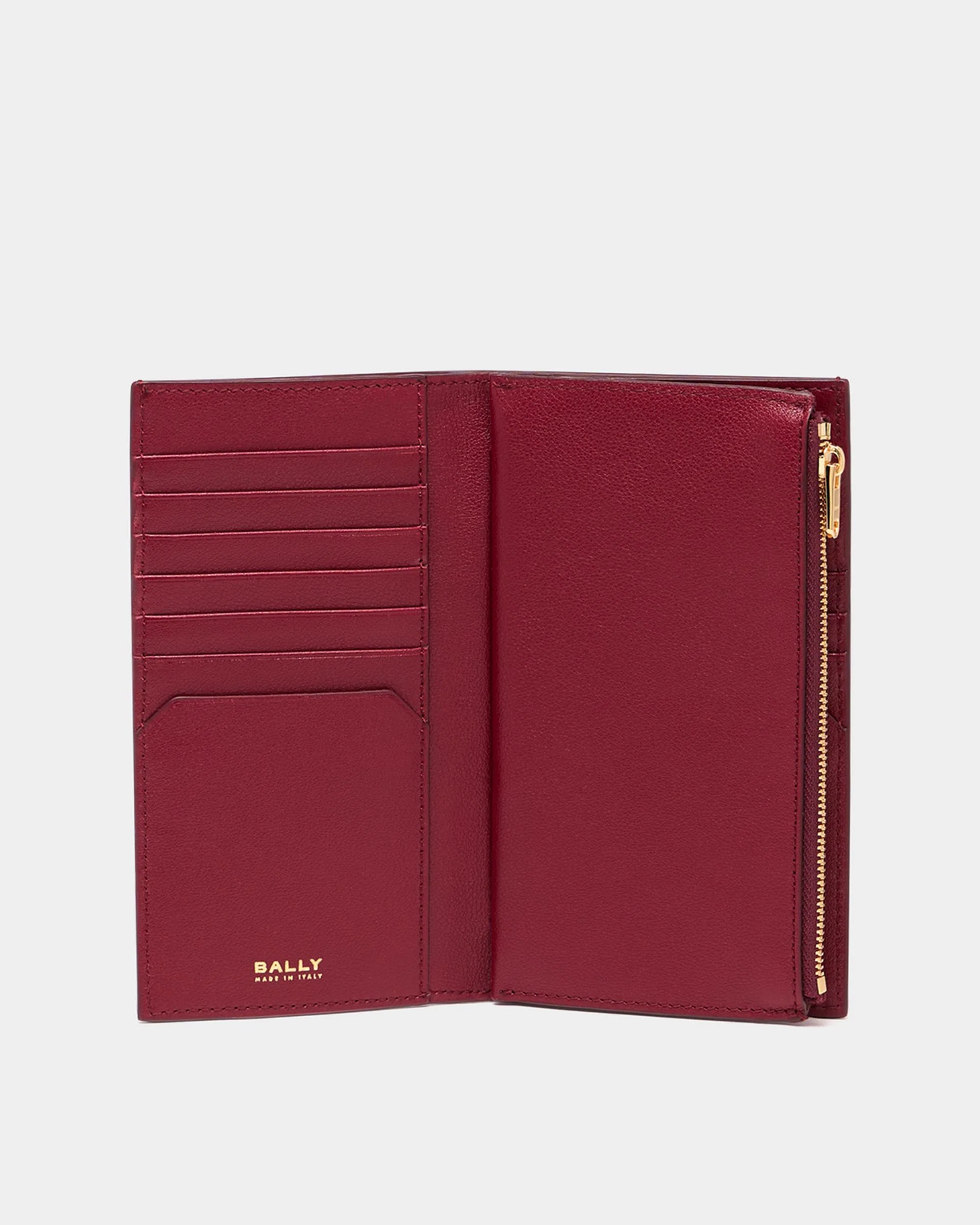 Lock Me Long Wallet in Ruby Red Grained Leather - Image 3