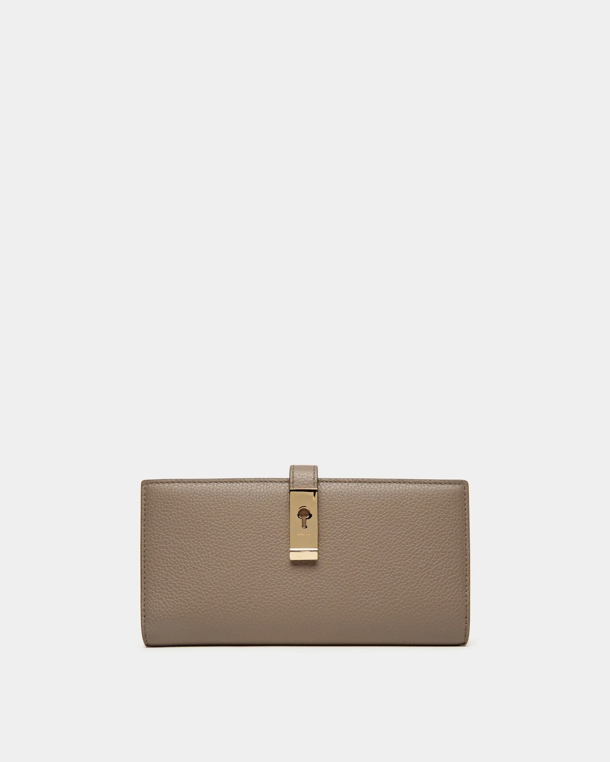 Lock Me Long Wallet In Taupe Grained Leather