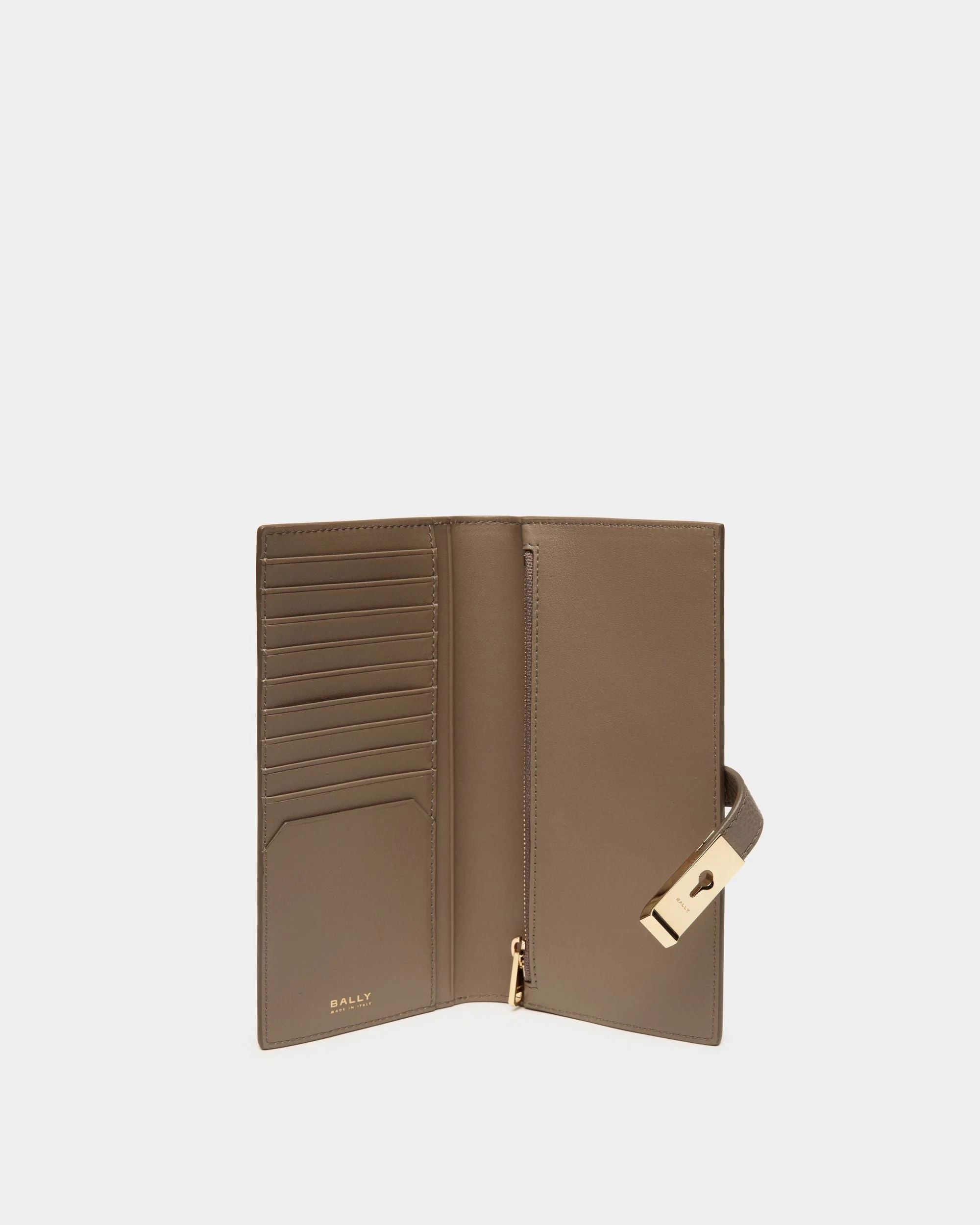 Lock Me Long Wallet In Taupe Grained Leather - Image 3