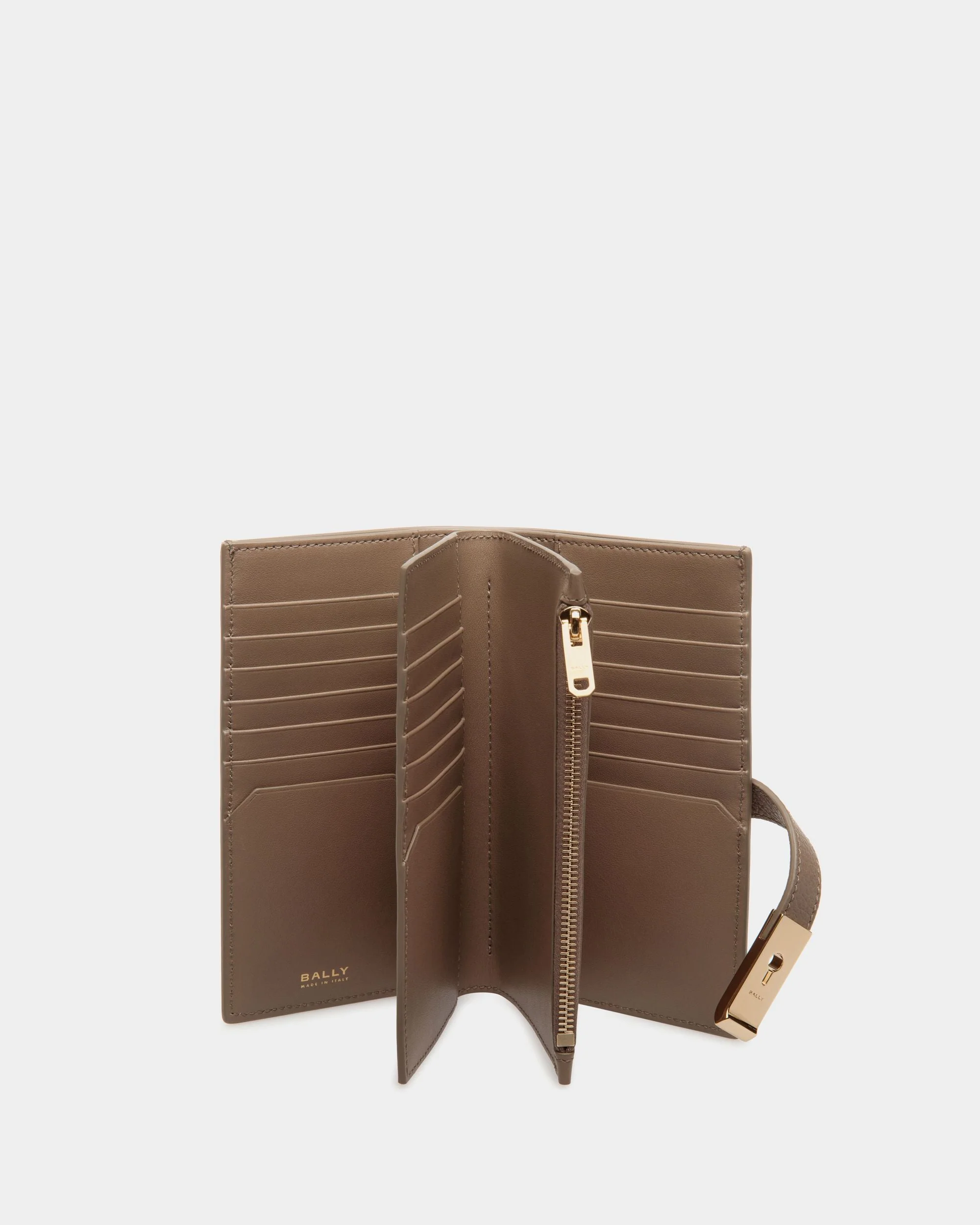 Lock Me Long Wallet In Taupe Grained Leather - Image 3
