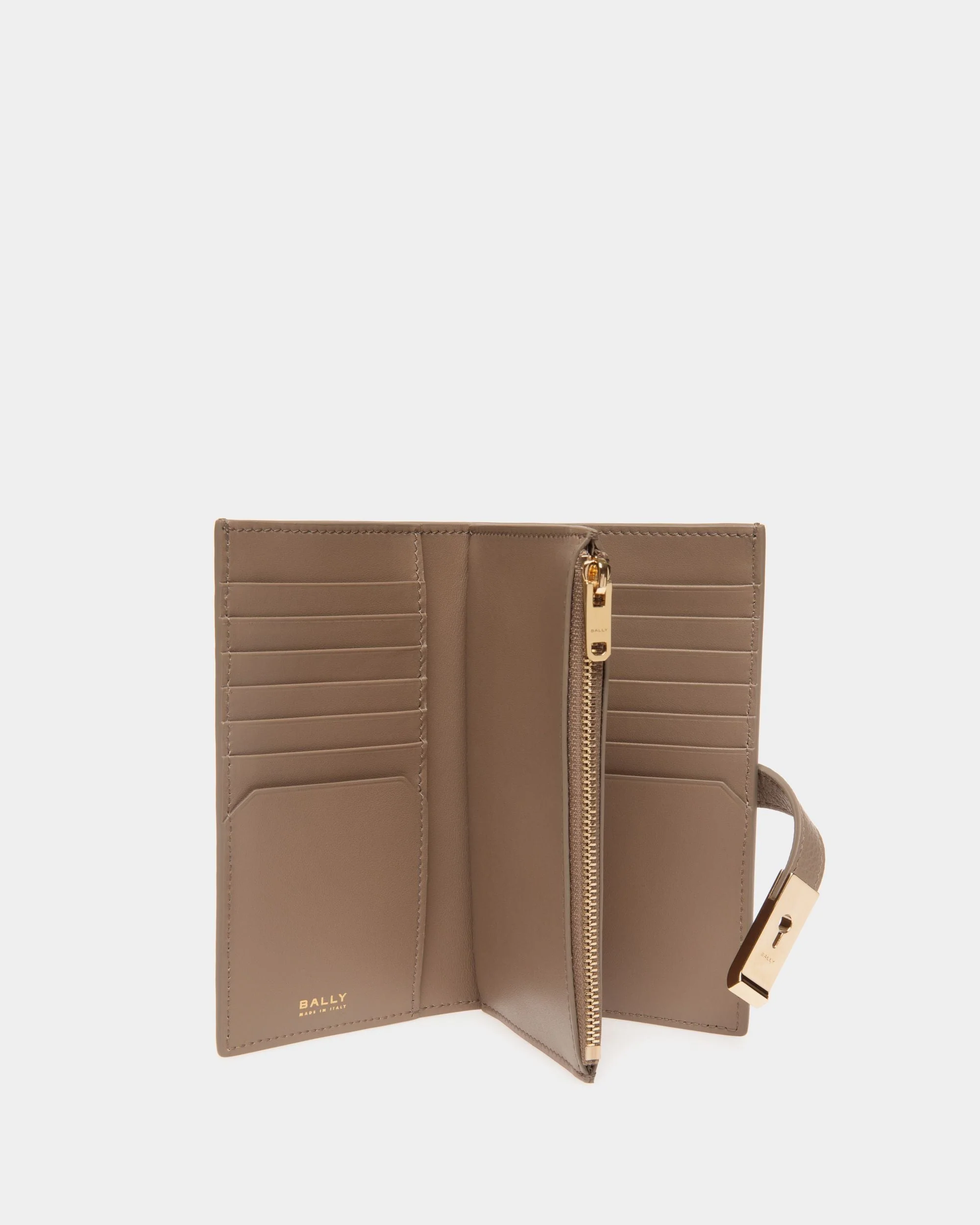 Lock Me Long Wallet in Taupe Grained Leather - Image 3