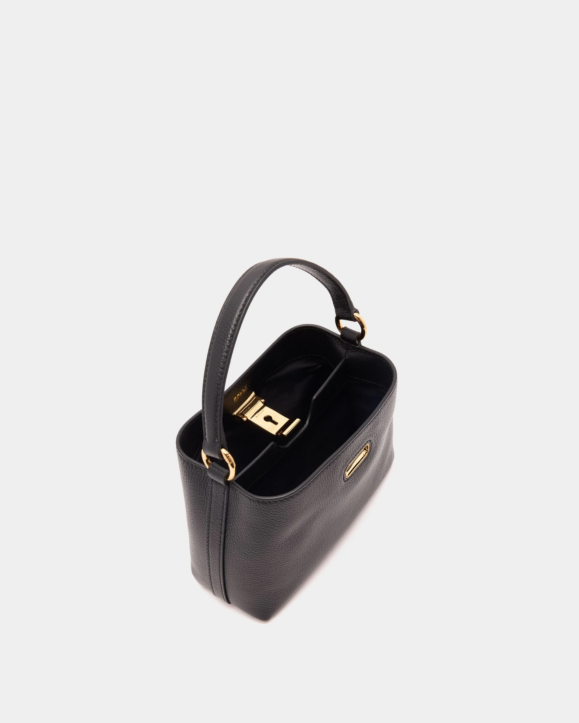 Lock Me Minibag in Black Grained Leather - Image 5