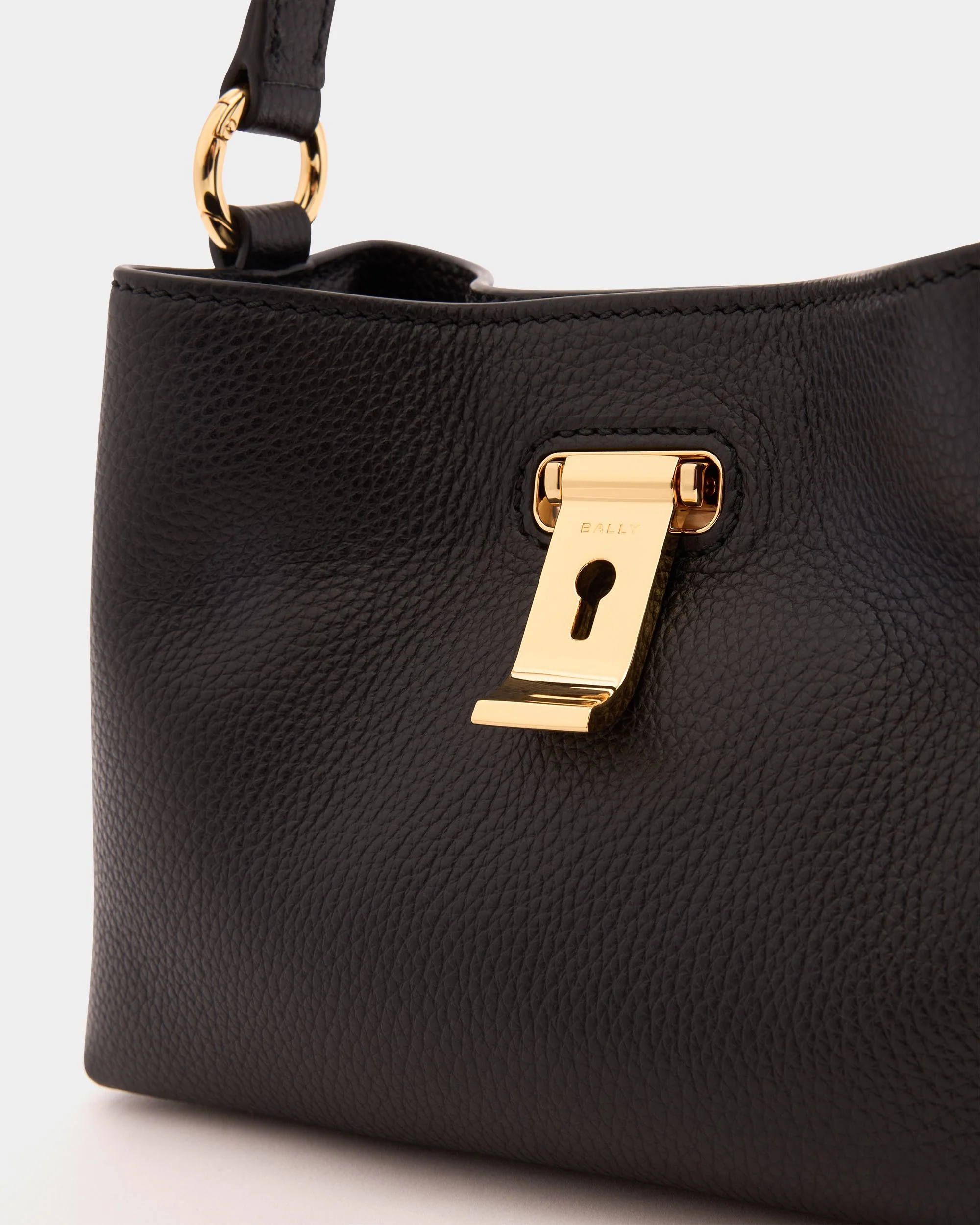 Lock Me Minibag in Black Grained Leather - Image 6