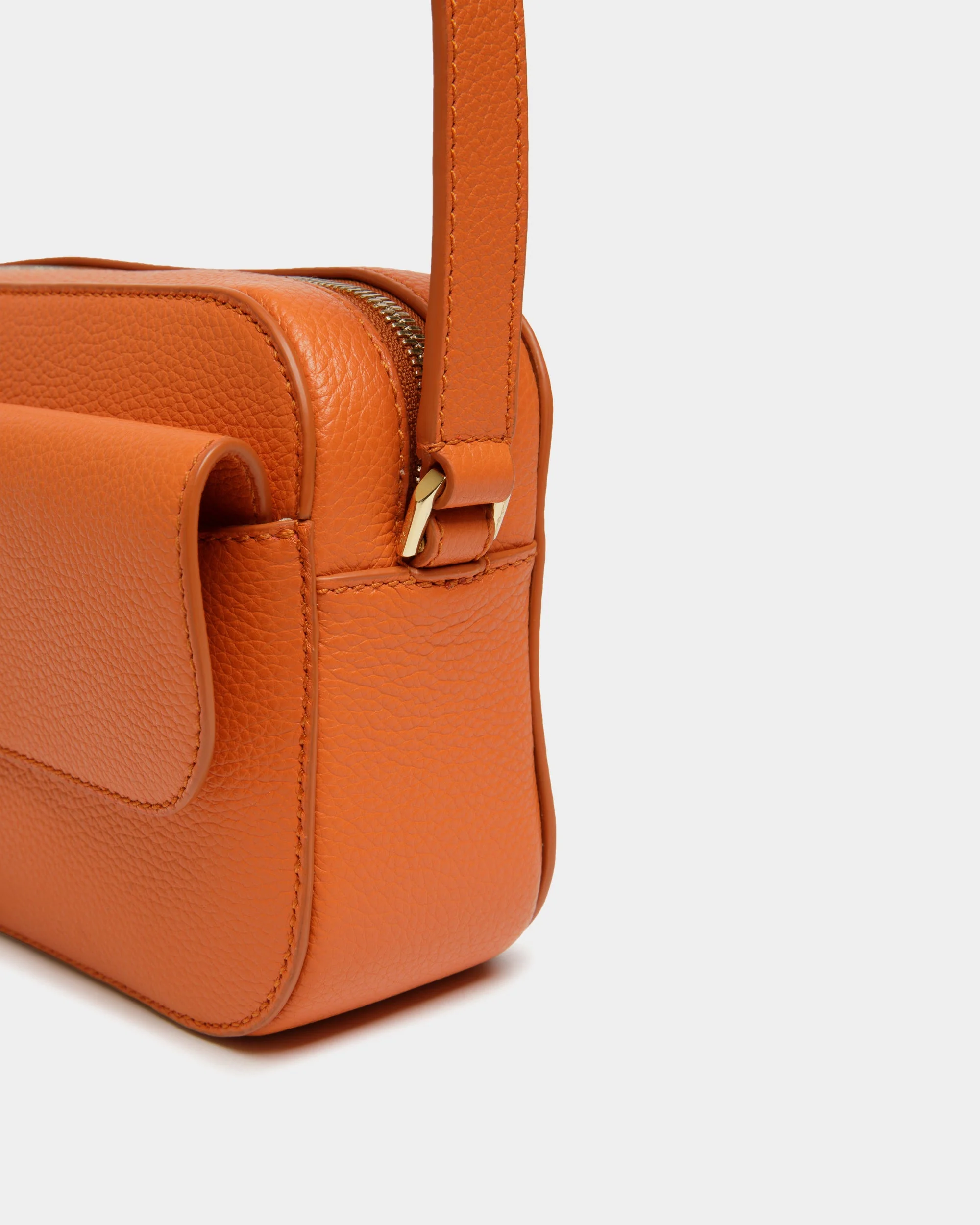 Lock Me Small Crossbody Bag in Koi Orange Grained Leather - Image 4