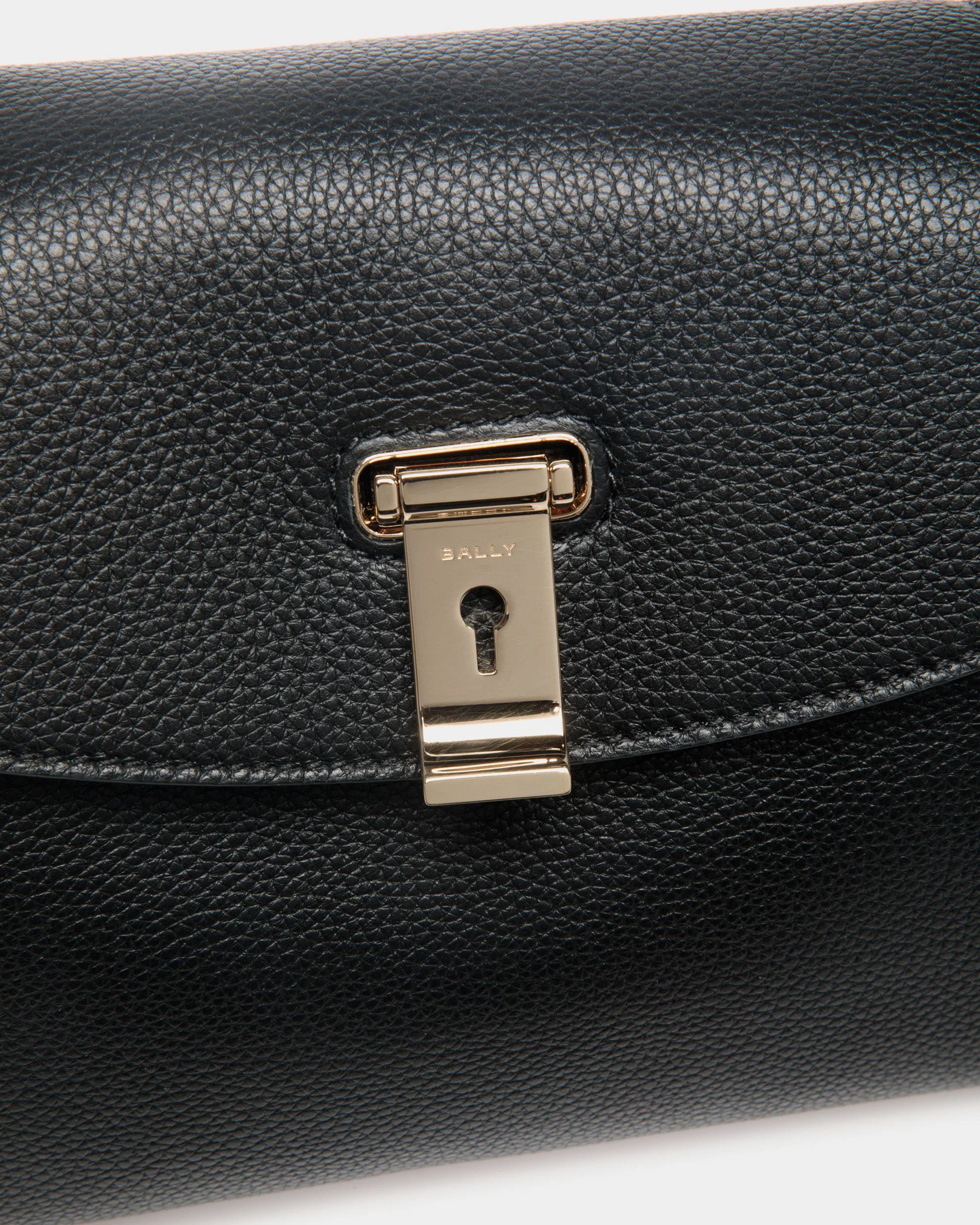 Lock Me Small Top Handle Bag in Black Grained Leather - Image 5