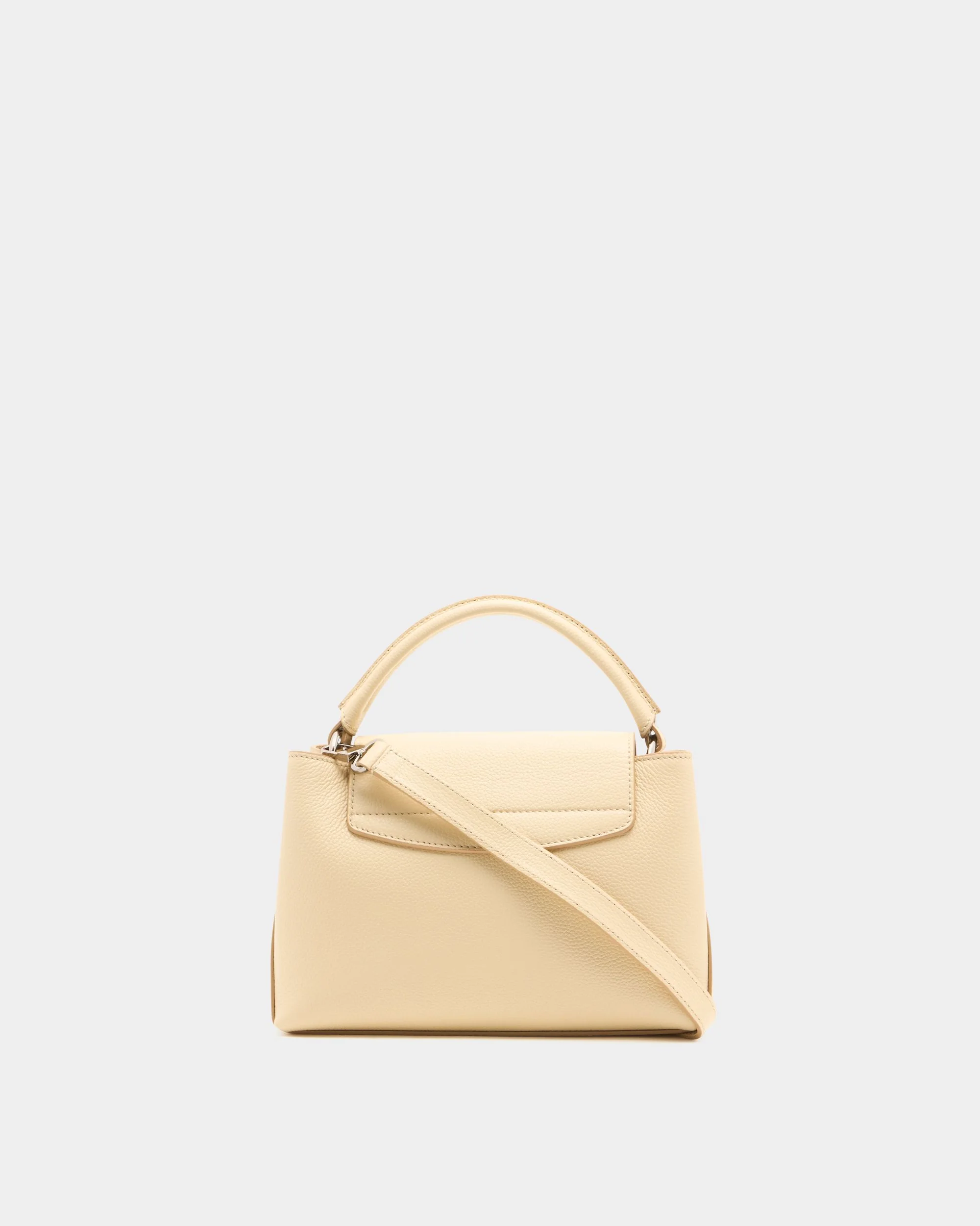 Lock Me Small Top Handle Bag in Ginger Grained Leather - Image 3