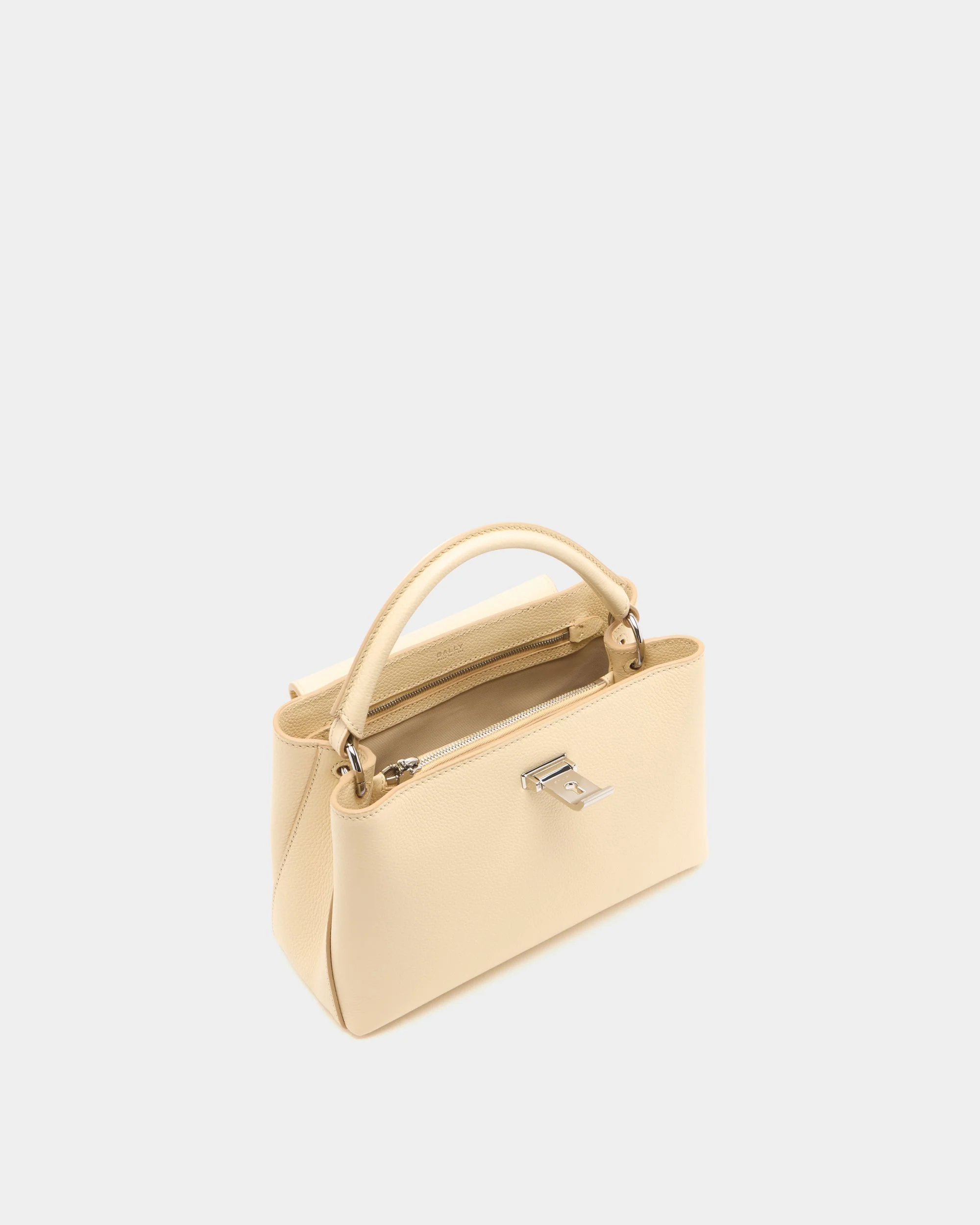 Lock Me Small Top Handle Bag in Ginger Grained Leather - Image 5