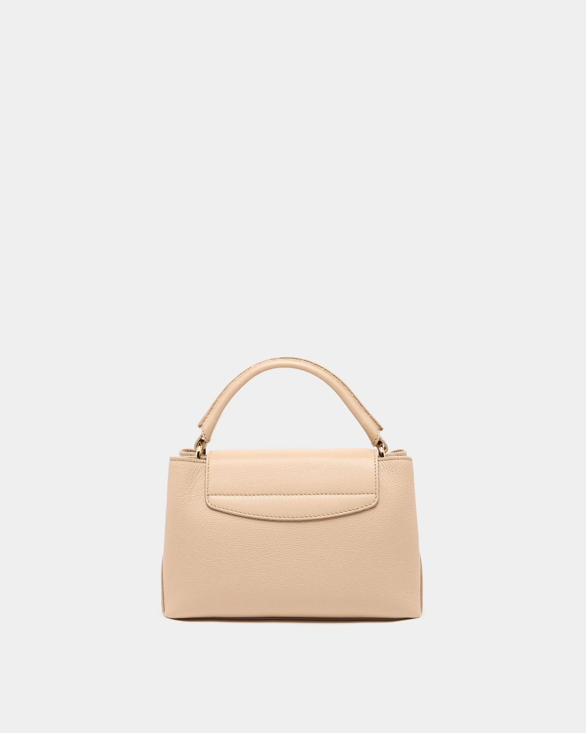 Lock Me Small Top Handle Bag In Light Beige Grained Leather - Image 3