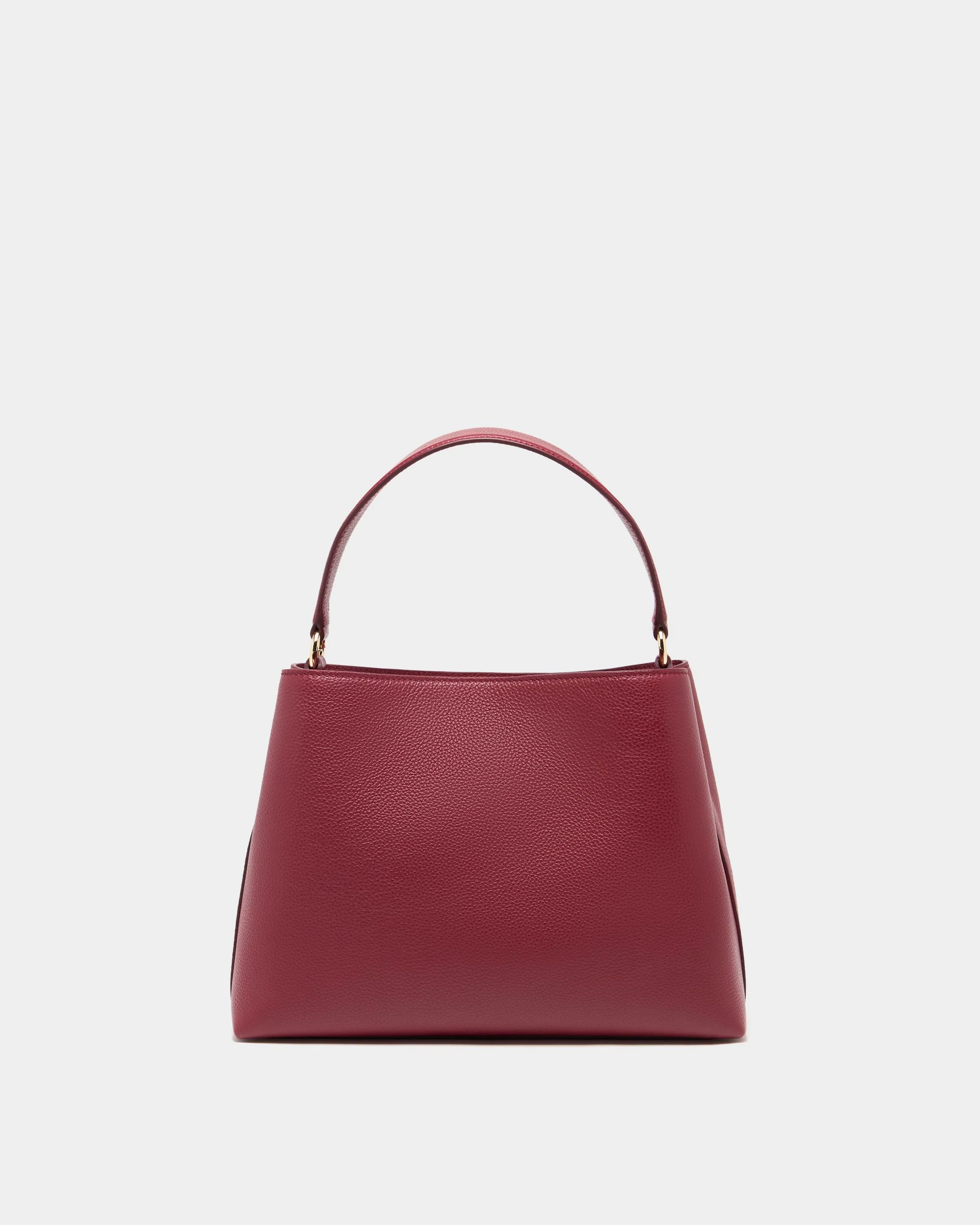 Lock Me Top Handle Bag in Ruby Red Grained Leather - Image 3