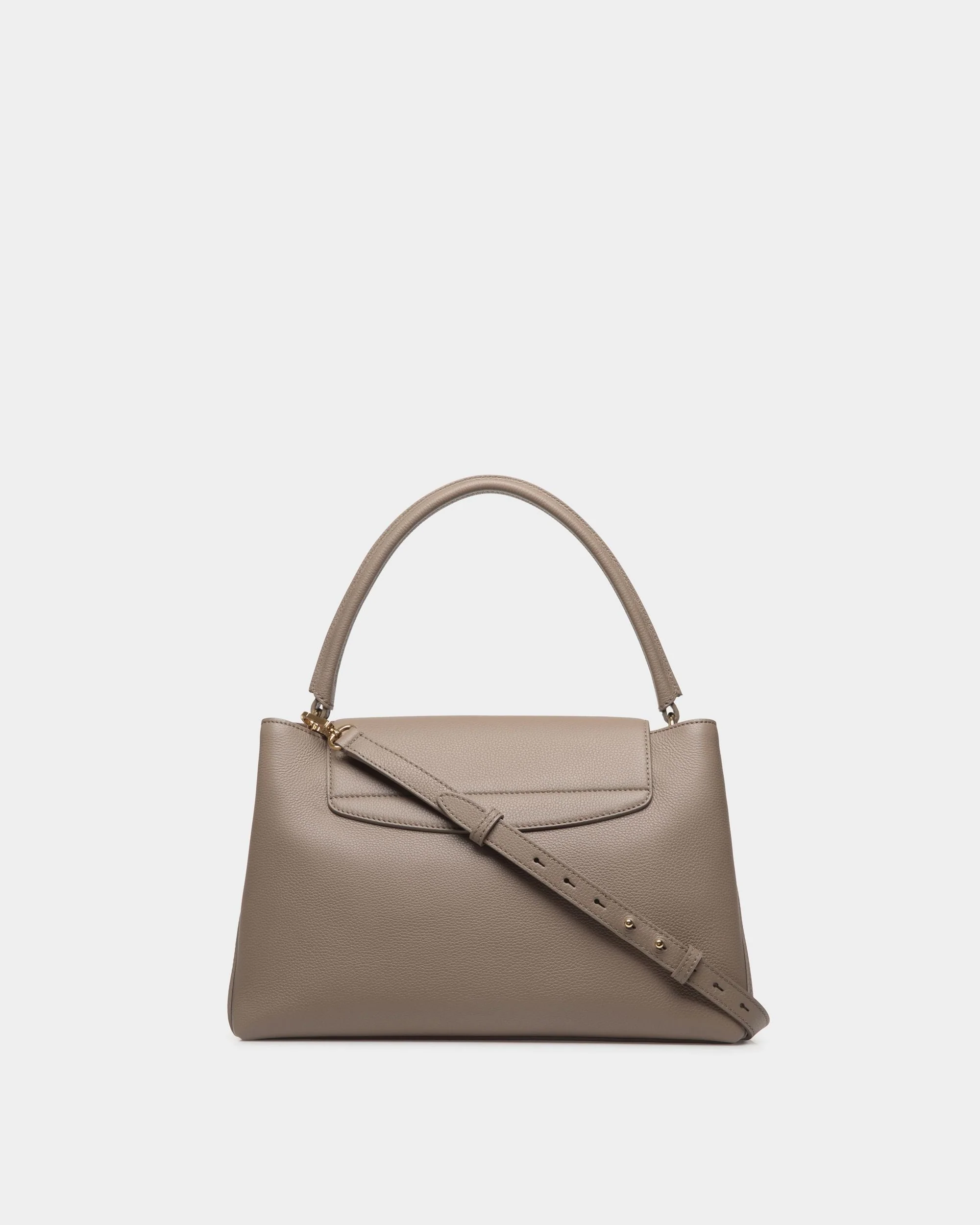 Lock Me Top Handle Bag In Taupe Grained Leather - Image 3