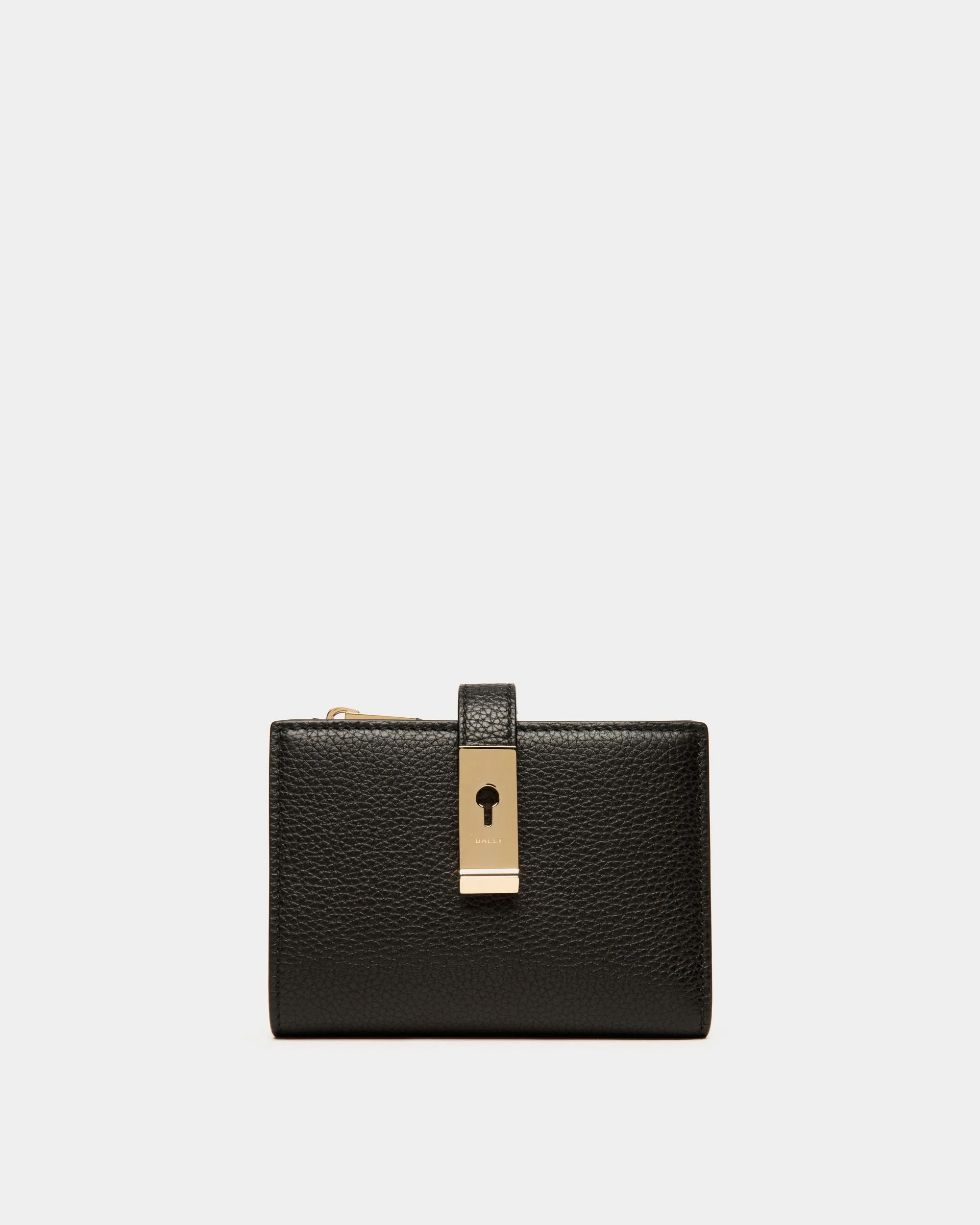 Lock Me Wallet in Black Grained Leather