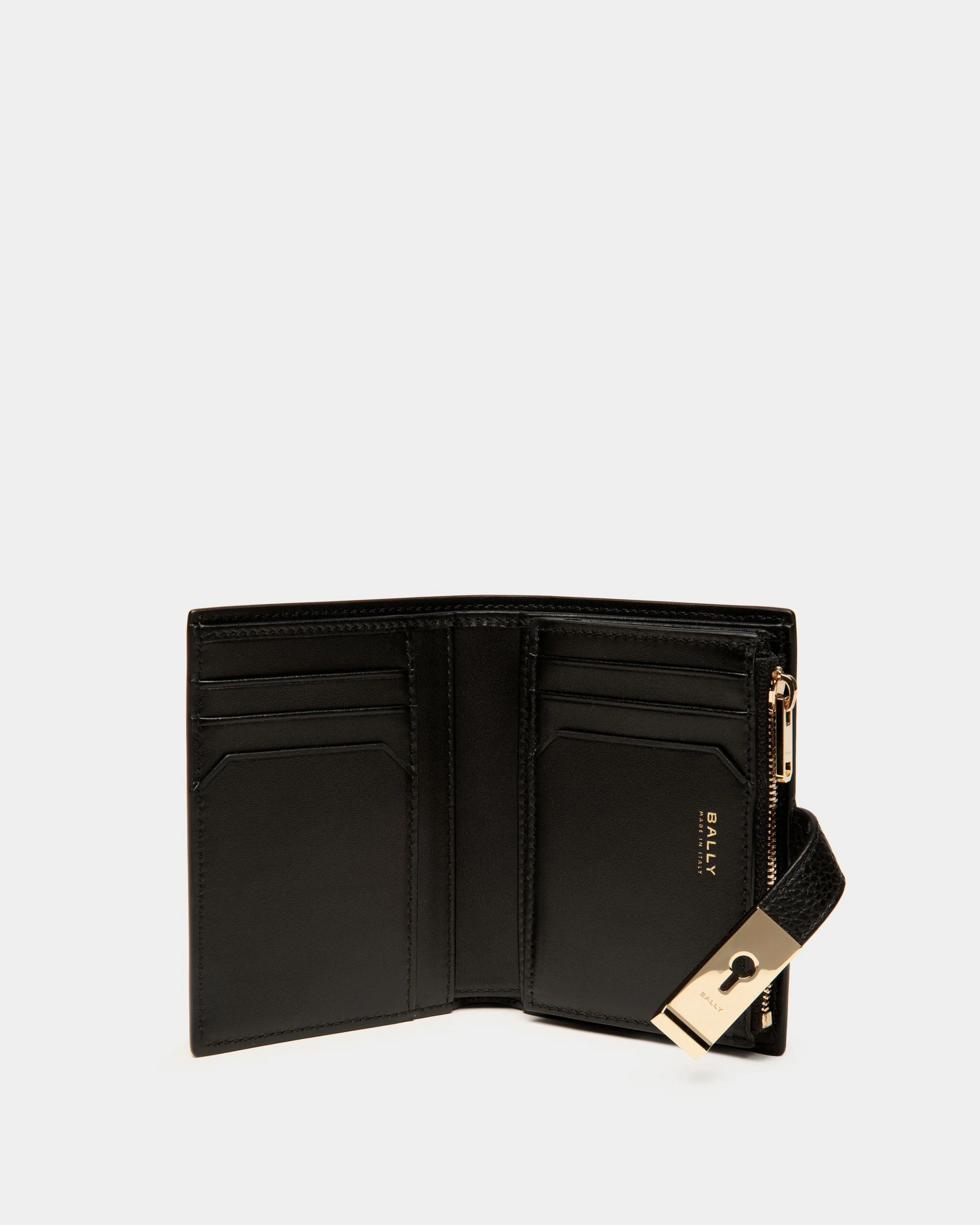 Lock Me Wallet in Black Grained Leather - Image 3
