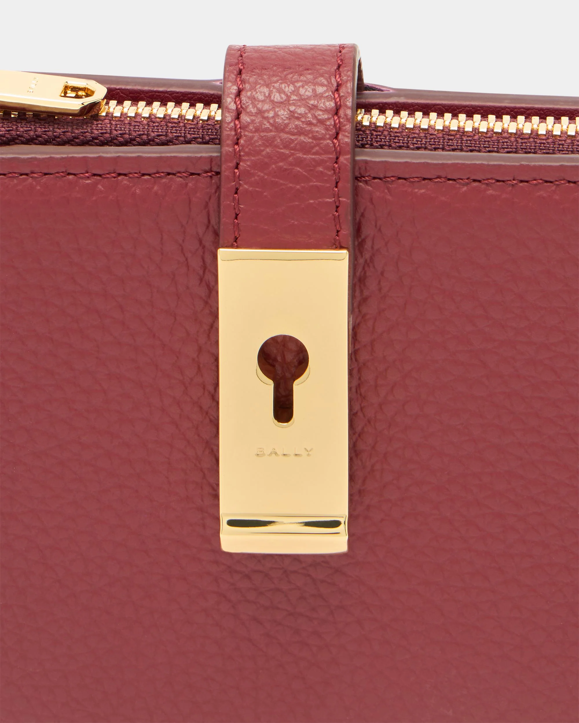 Lock Me Wallet in Ruby Red Grained Leather - Image 4