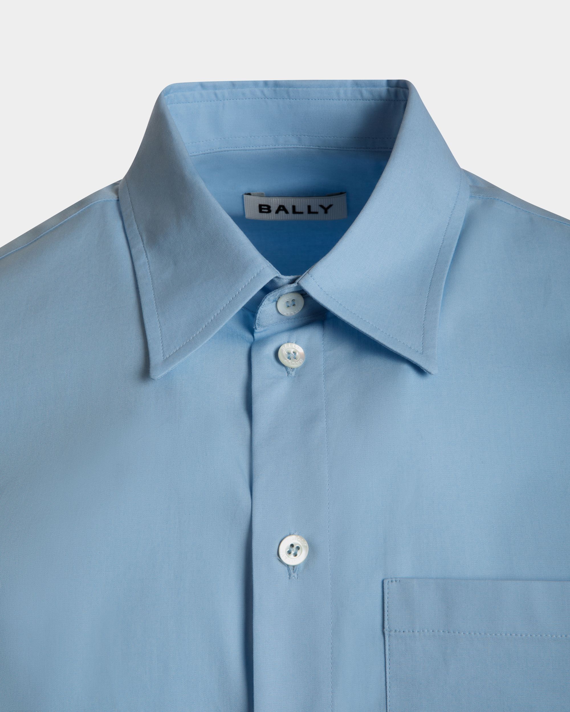 Long Sleeve Shirt In Light Blue Cotton - Image 4