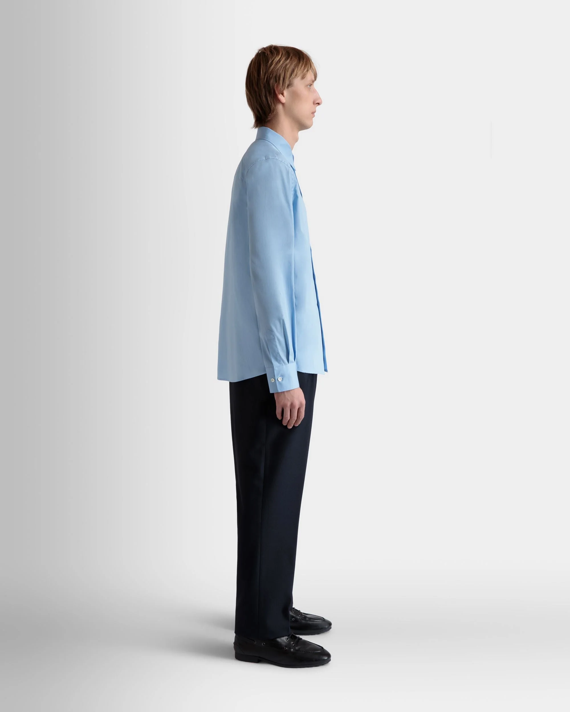 Long Sleeve Shirt In Light Blue Cotton - Image 5