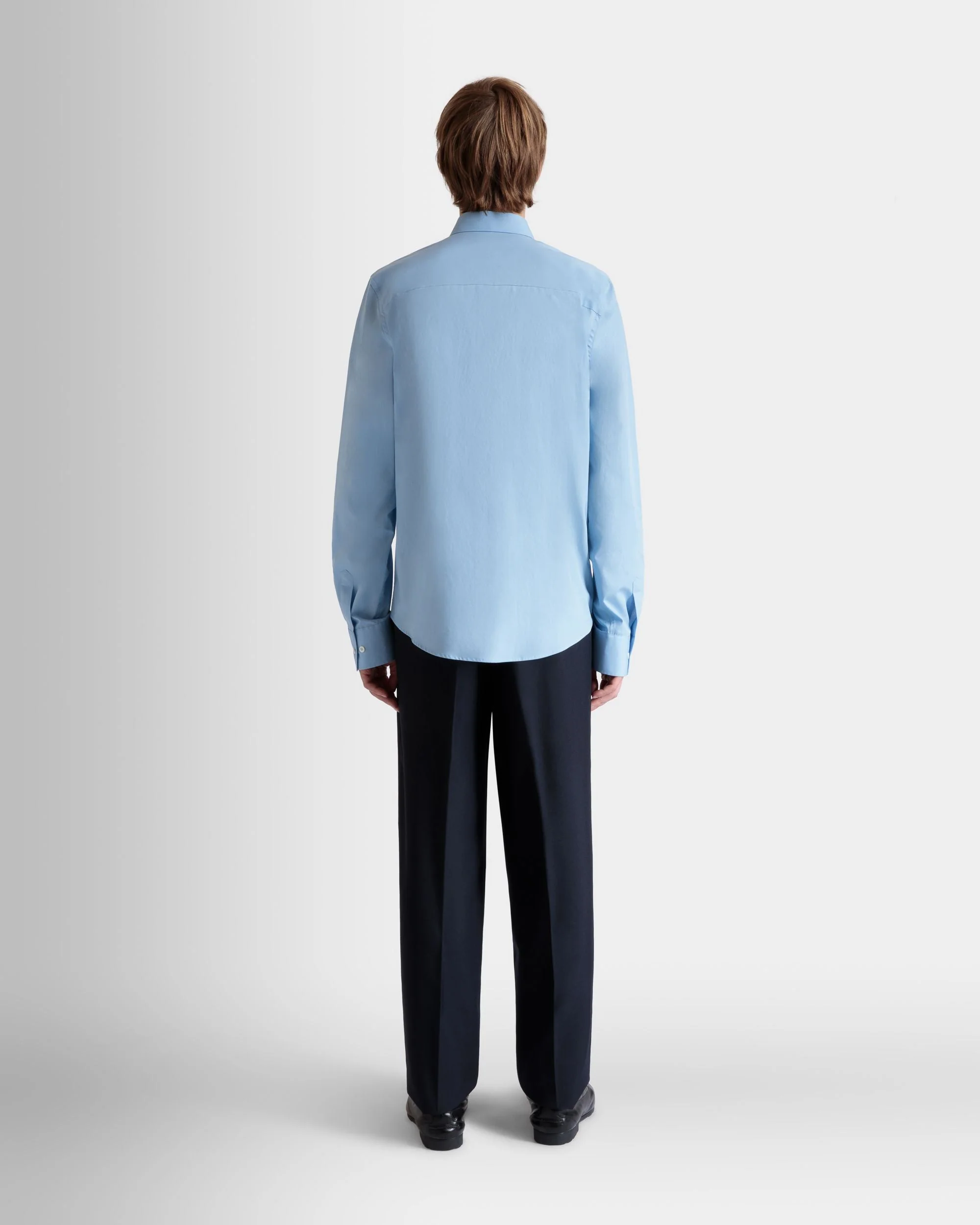 Long Sleeve Shirt In Light Blue Cotton - Image 7