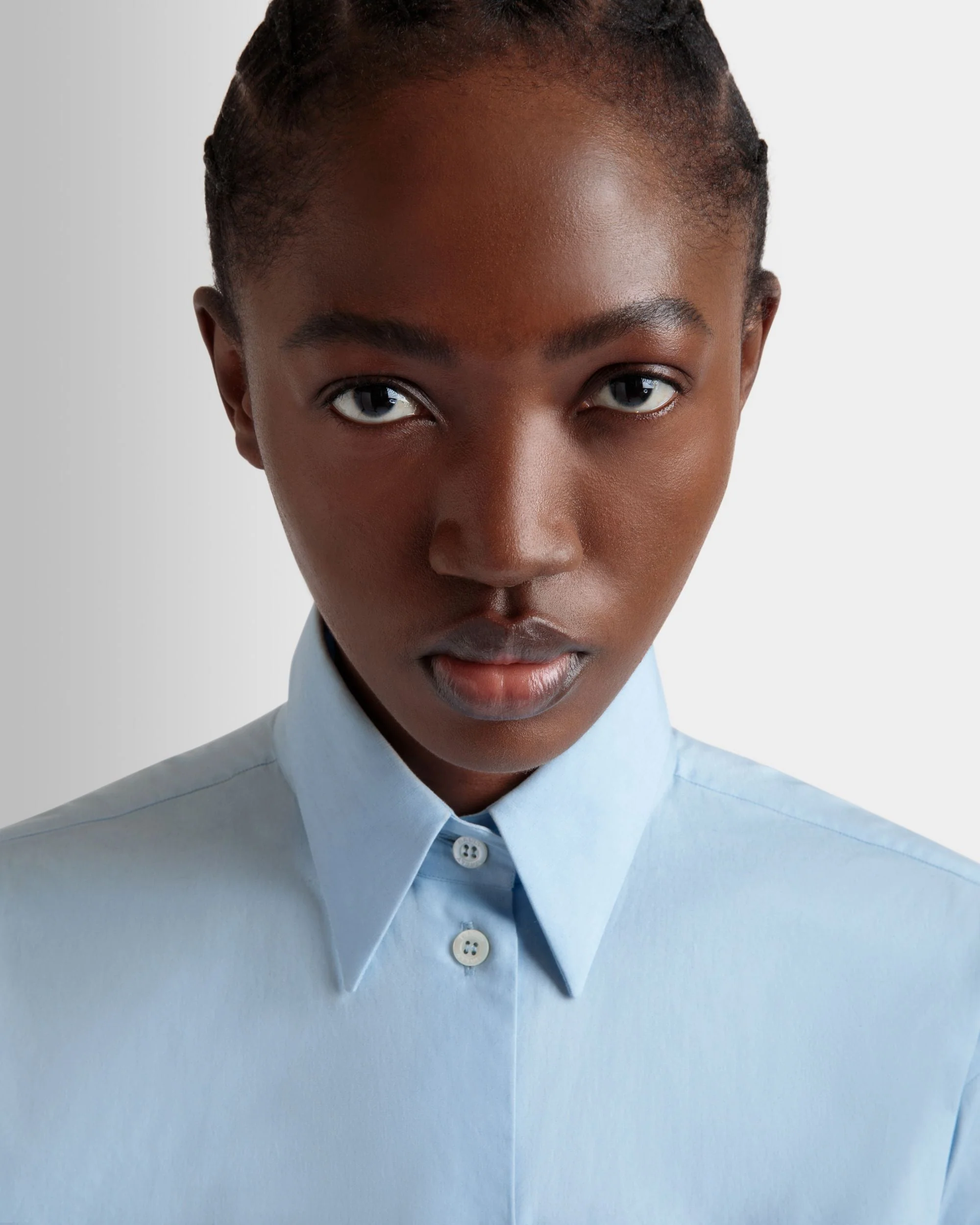 Long Sleeve Shirt In Light Blue Cotton - Image 3