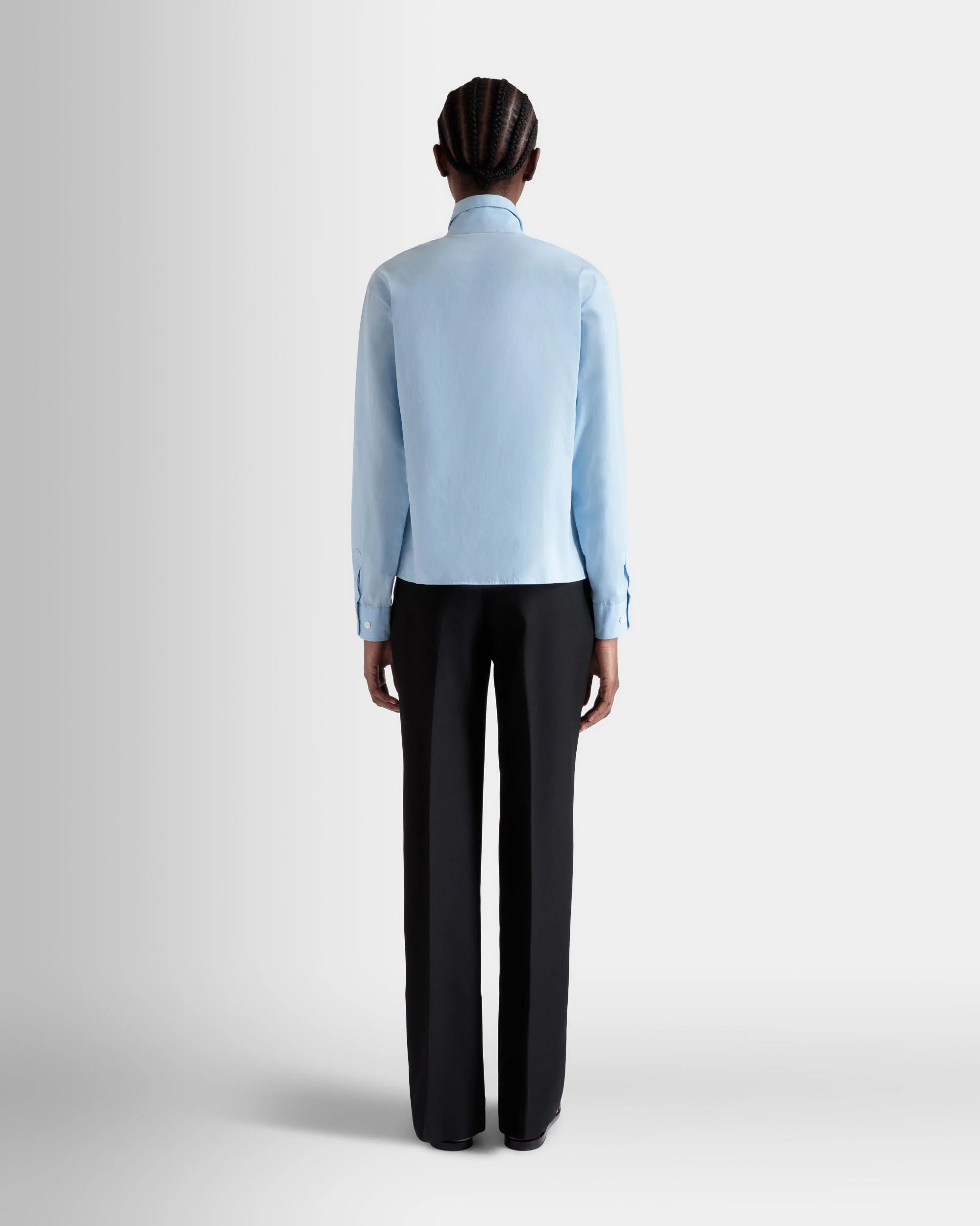 Long Sleeve Shirt In Light Blue Cotton - Image 7