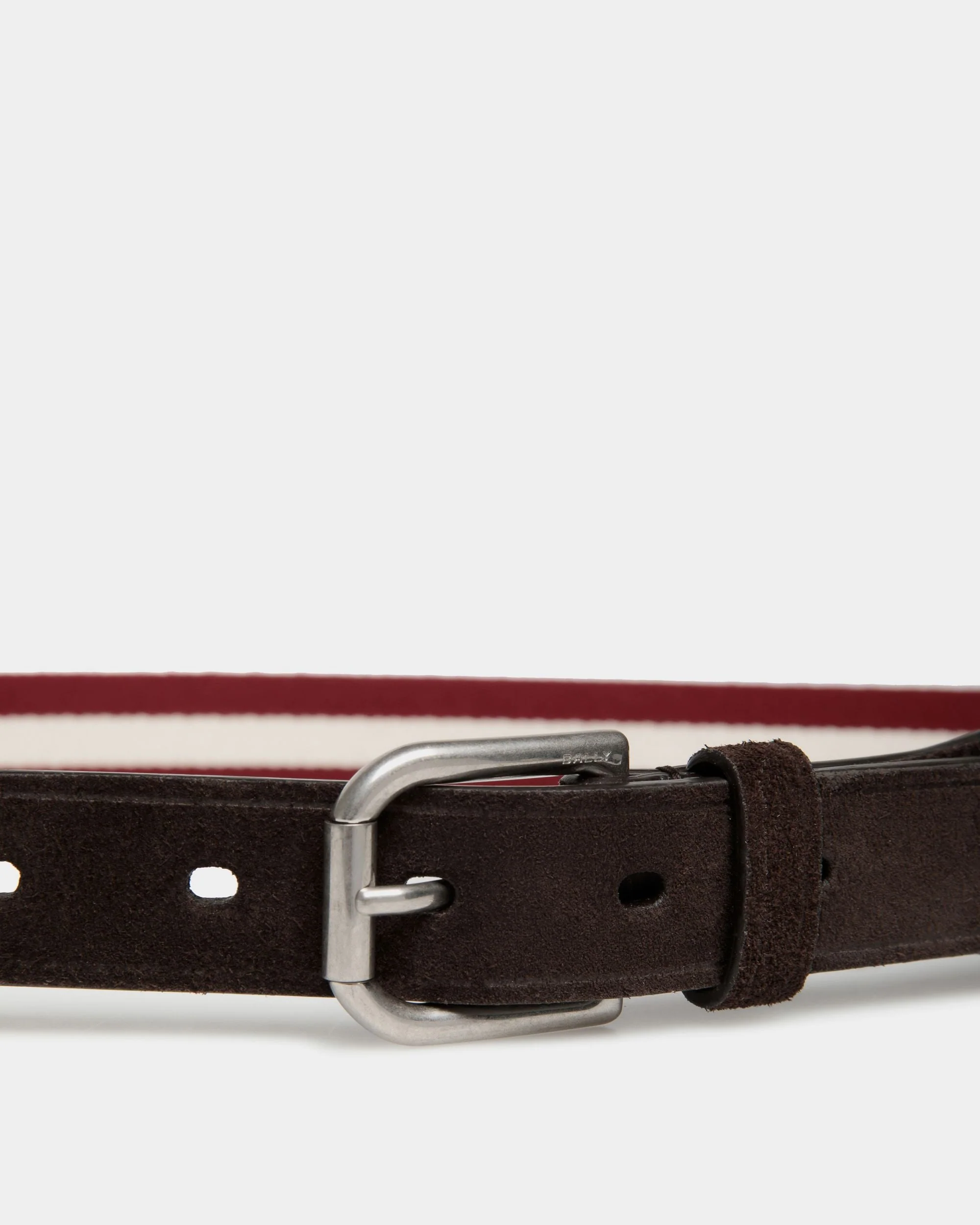 Melvin 35mm Belt in Red and White Fabric And Suede - Image 3