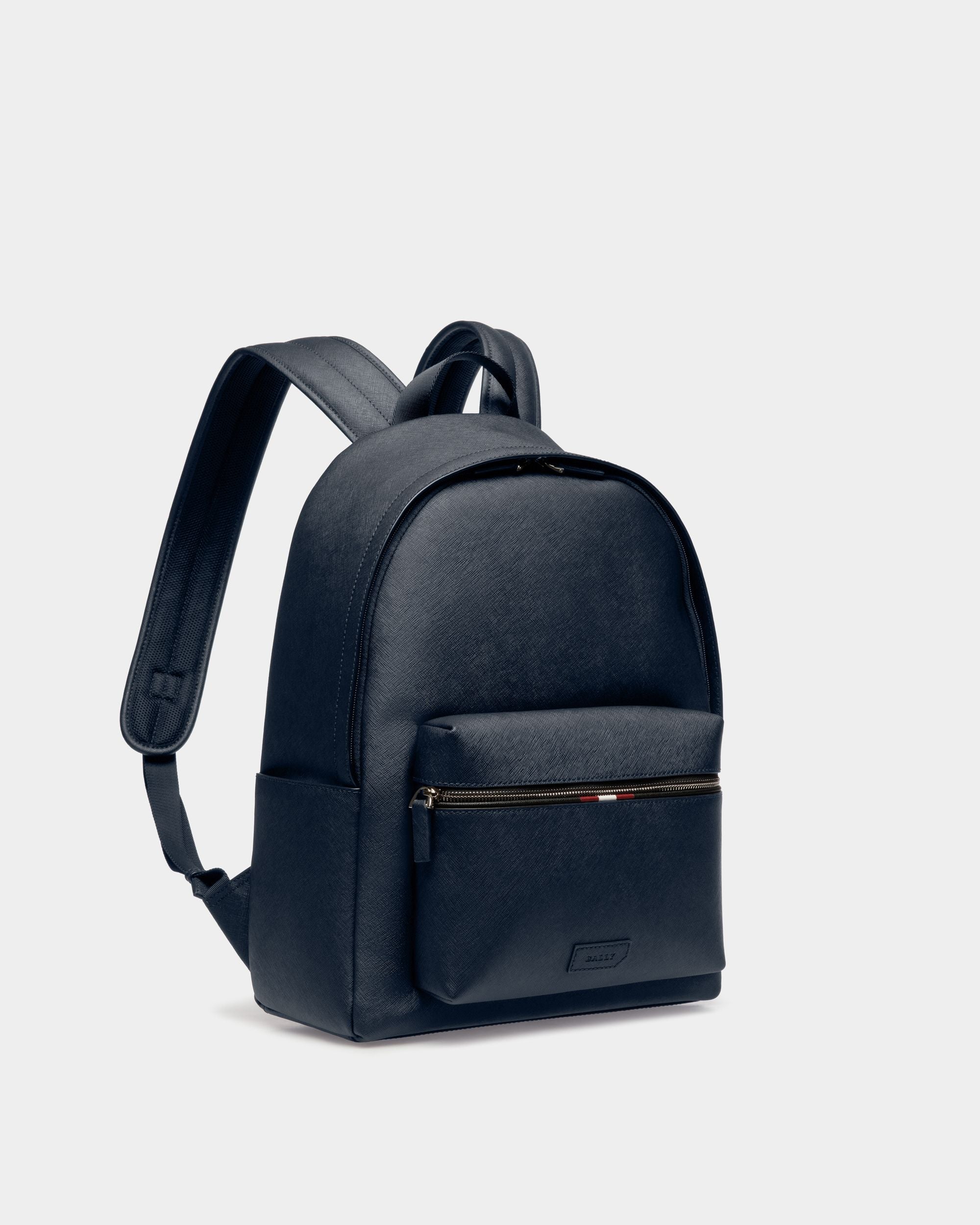 Men's Blue Leather Business Casual Backpack - Image 3