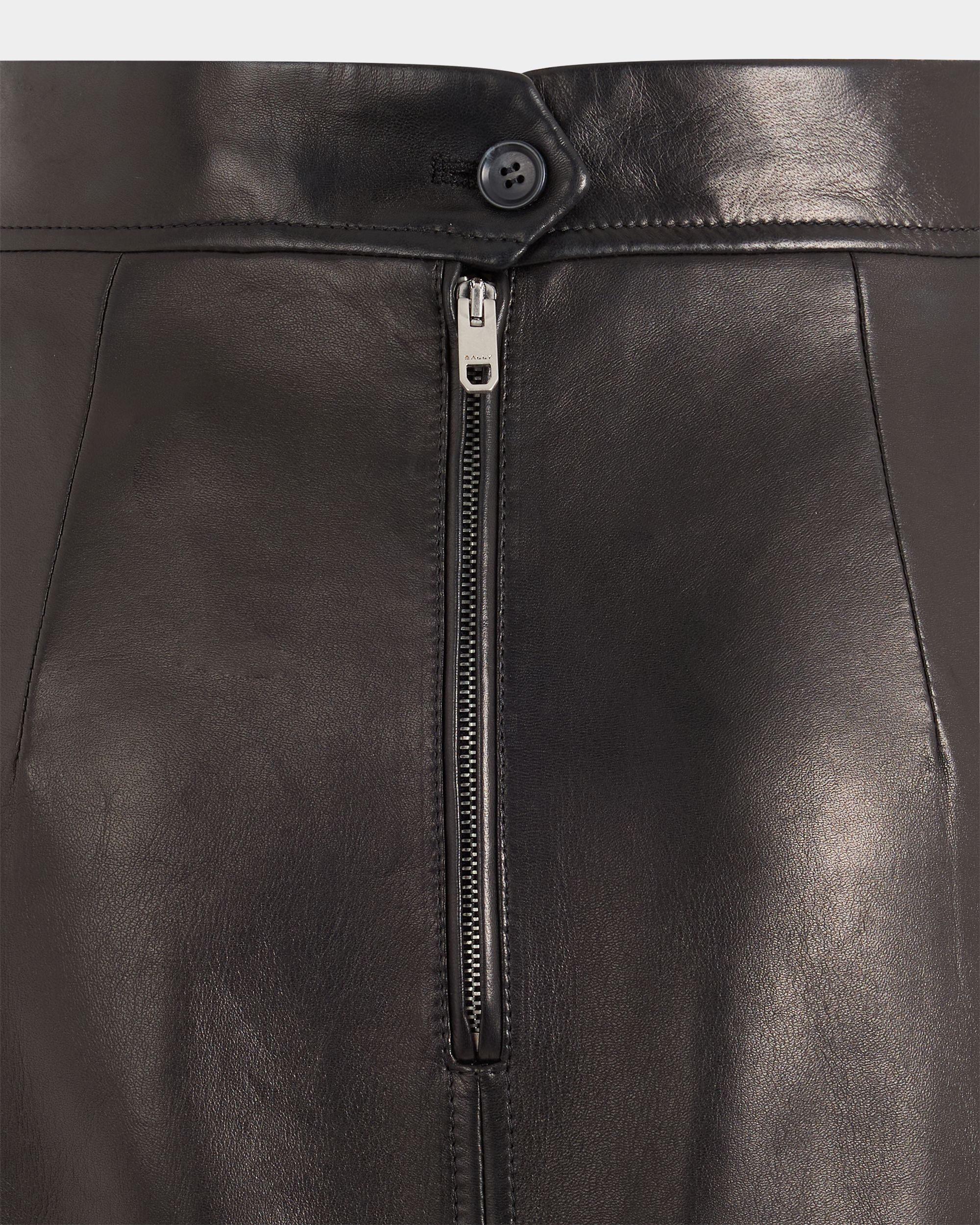 Midi Skirt in Black Leather - Image 4