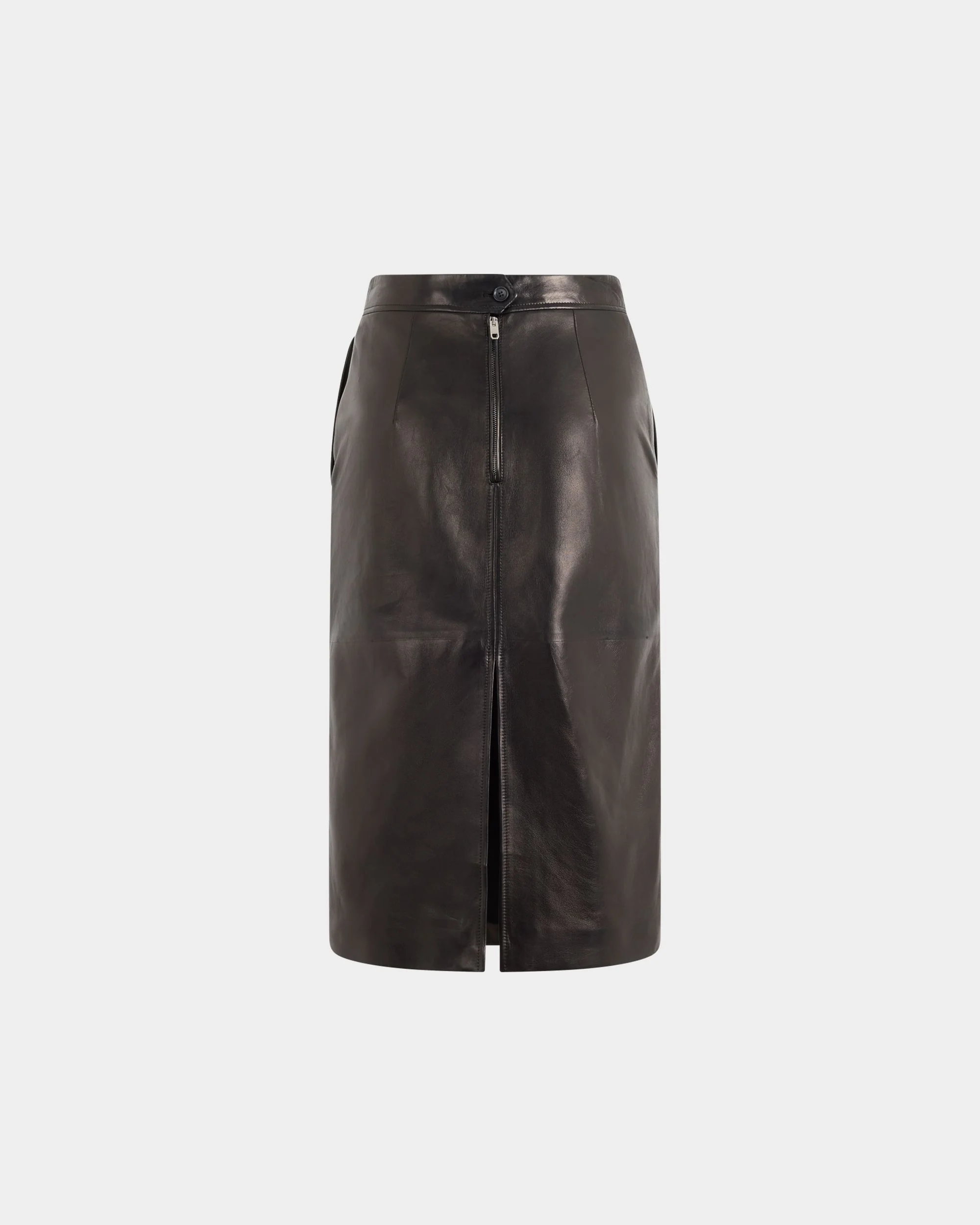 Midi Skirt in Black Leather - Image 7